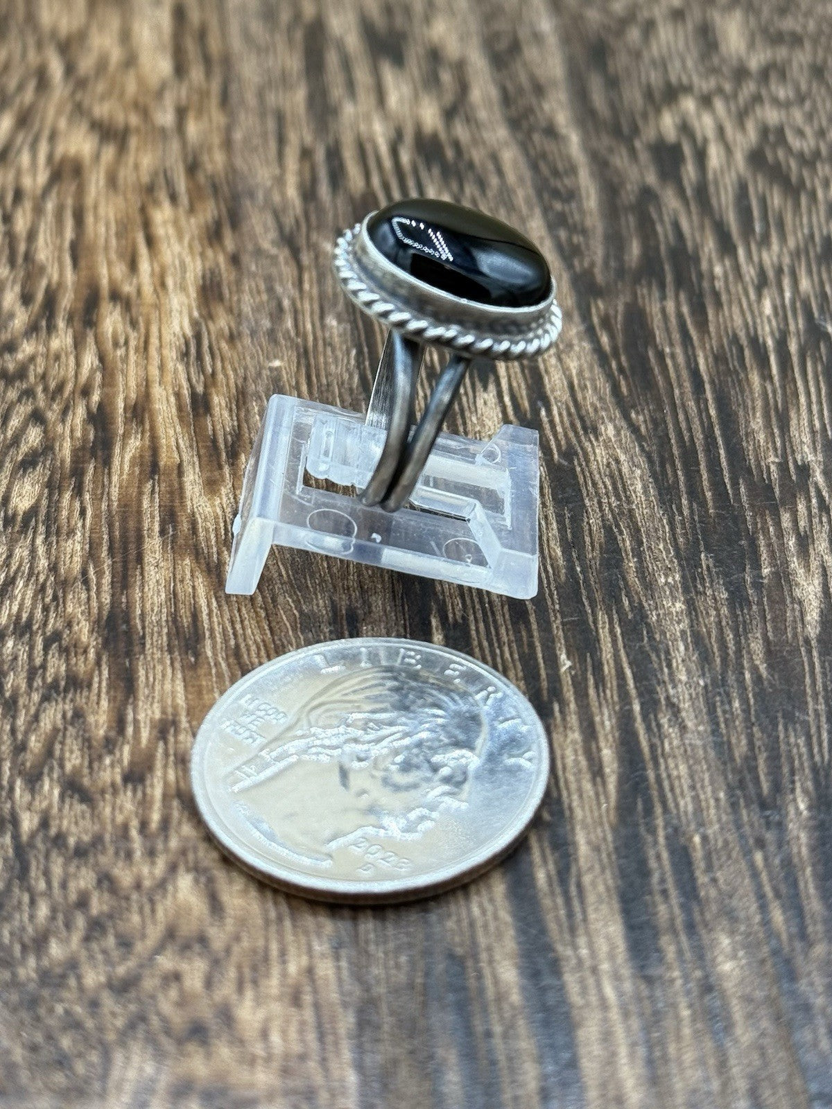 Native Navajo Handmade Sterling Silver Black Onyx Band Rings By Byron Begay