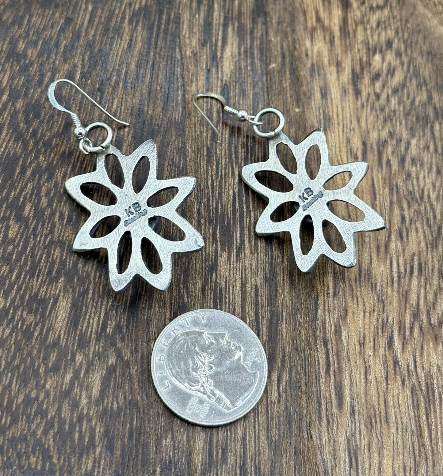 Navajo Handmade Sterling Silver Old Look Kingman Turquoise Earrings Kevin Billah