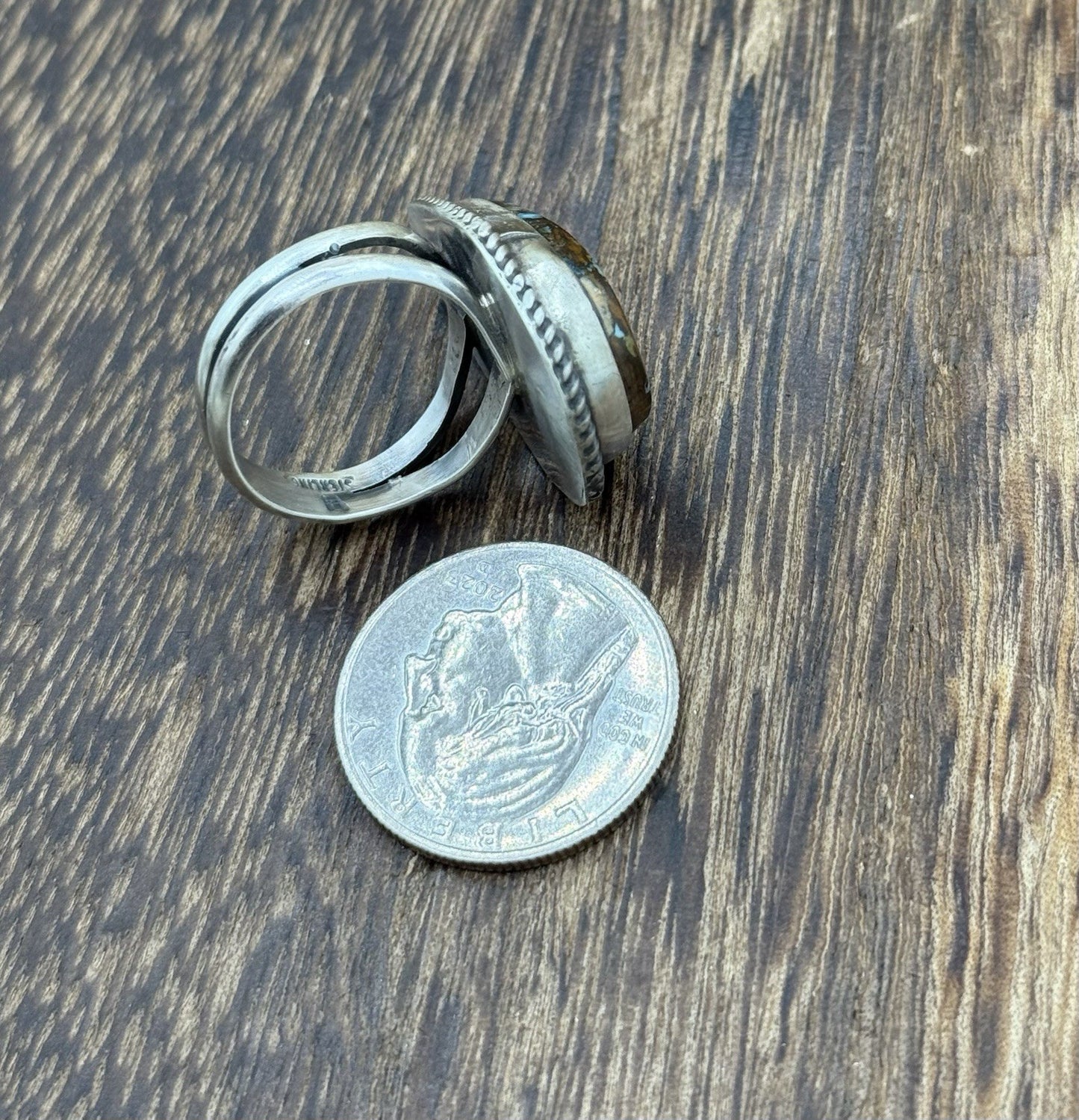 Native American Navajo Handmade Sterling Silver Royston Turquoise Ring Size 9