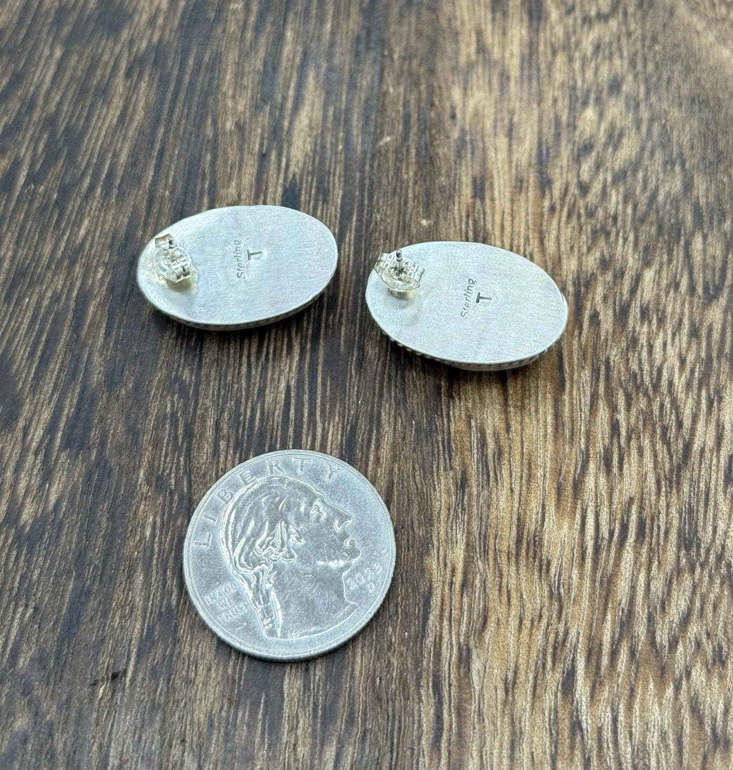 Native Navajo Handmade Sterling Silver Number 8 Turquoise Post Stud Earrings