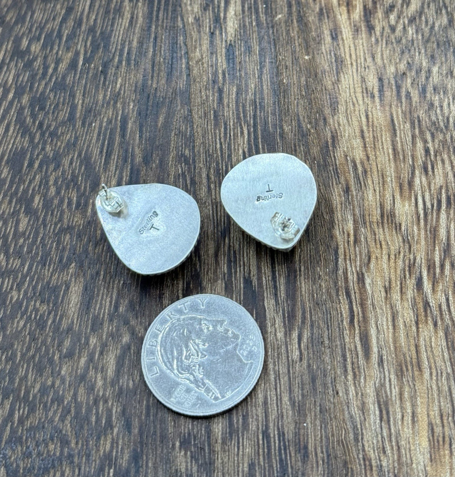 Native Navajo Handmade Sterling Silver Blue Bird Turquoise Post Stud Earrings