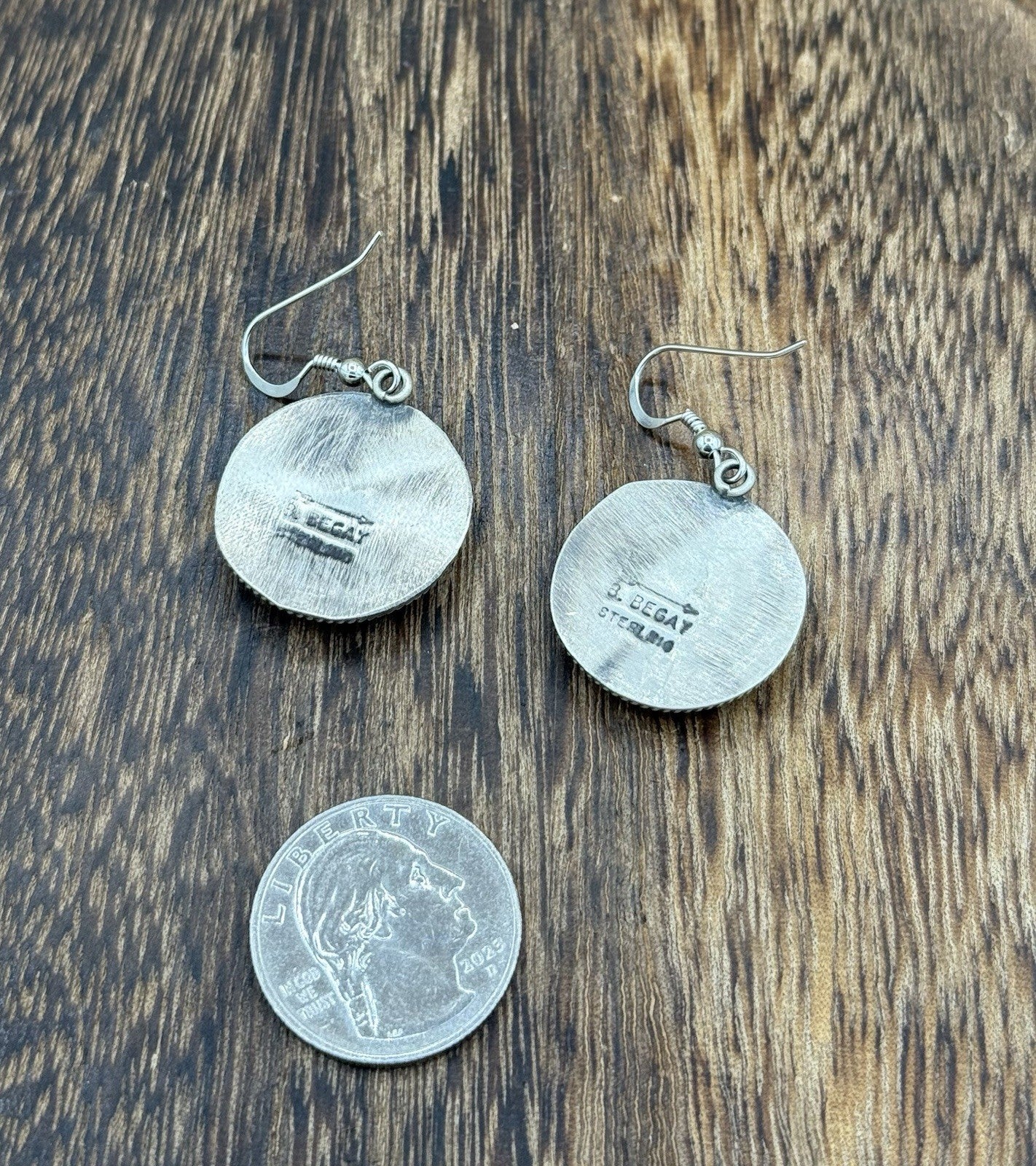 Navajo Handmade Sterling Silver Violet Rose Dahlia Dangle Drop Earrings Byron B.