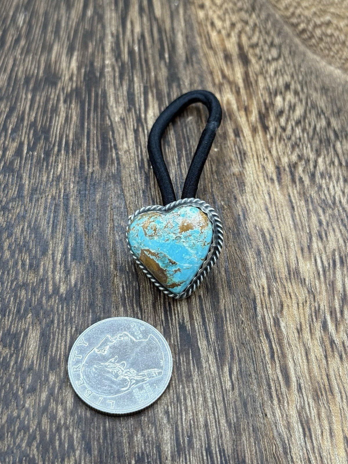 Native American Navajo Handmade Sterling Silver Kingman Turquoise Hair Tie