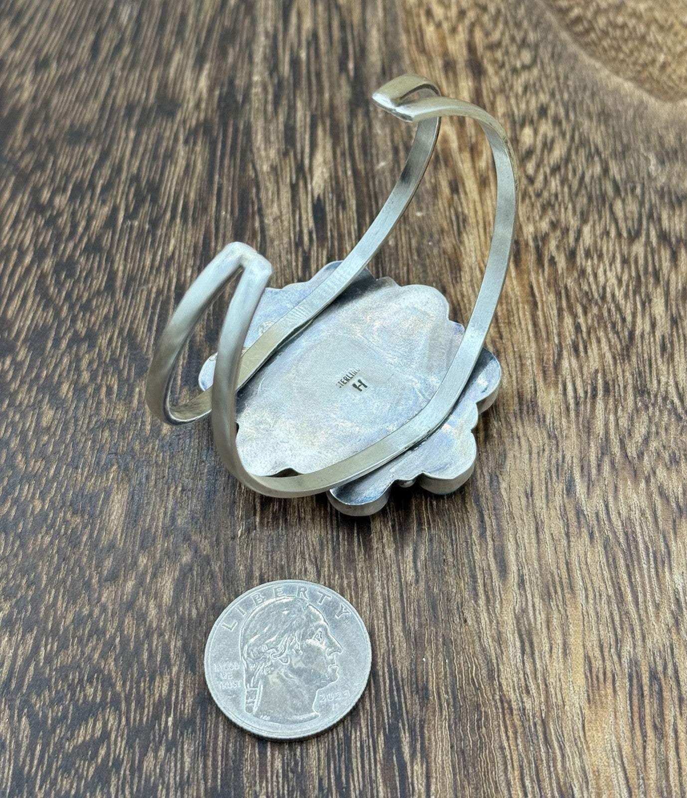 Navajo Handmade Sterling Silver Blue Ridge Turquoise Cluster Cuff Bracelet