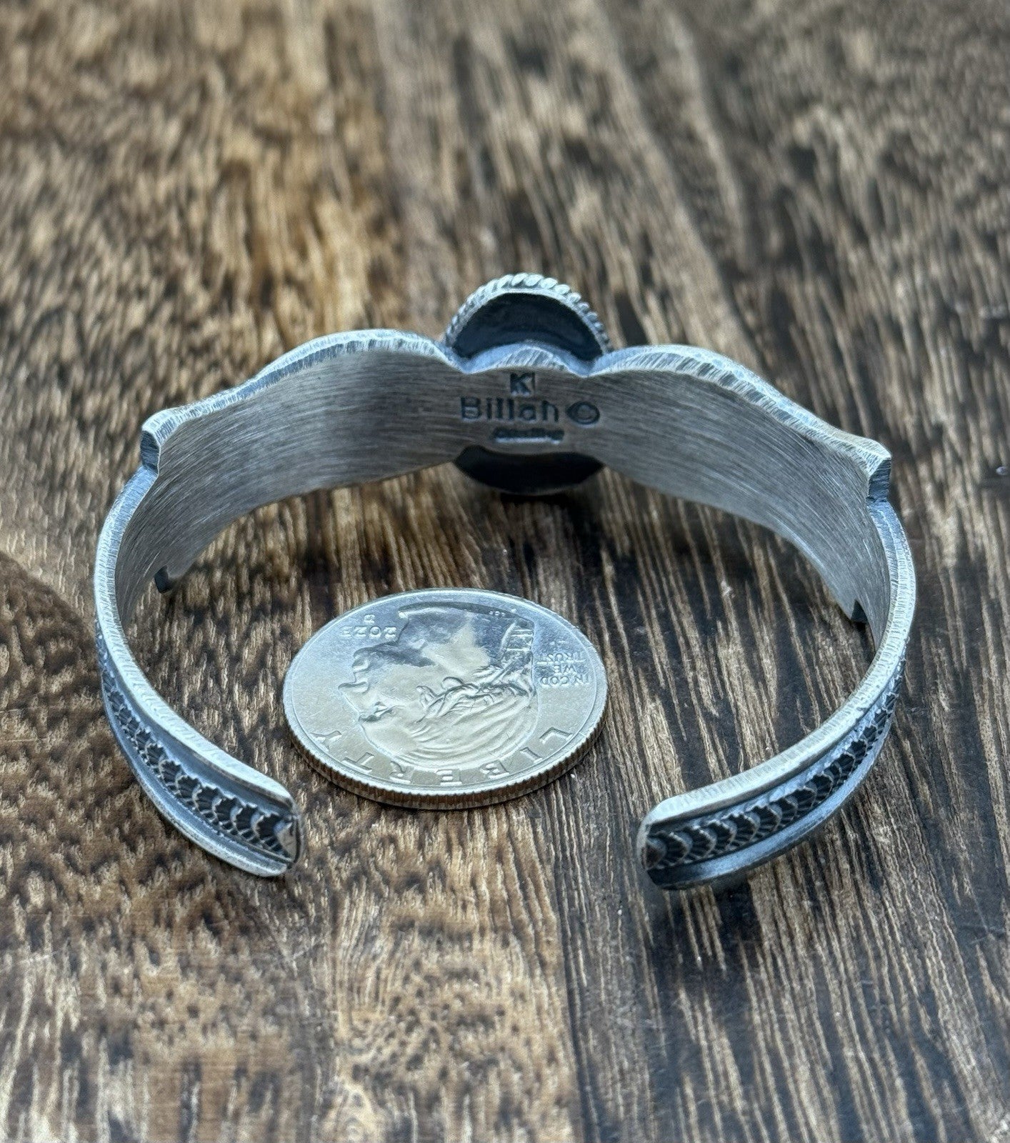 Navajo Handmade Sterling Silver Golden Hills Turquoise Old look Cast Bracelet