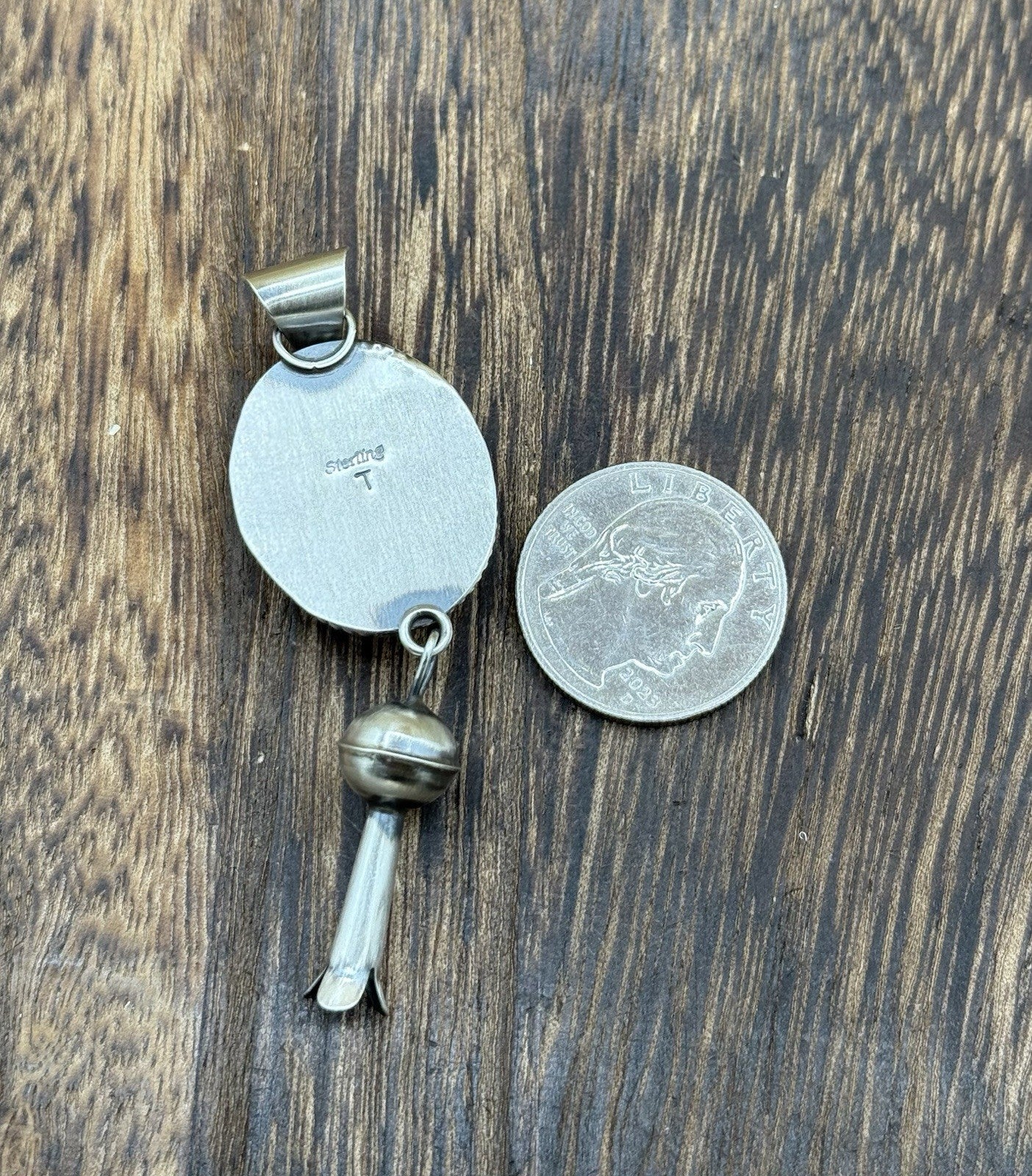 Navajo Handmade Sterling Silver Golden Hills Turquoise Dangle Blossom Pendant