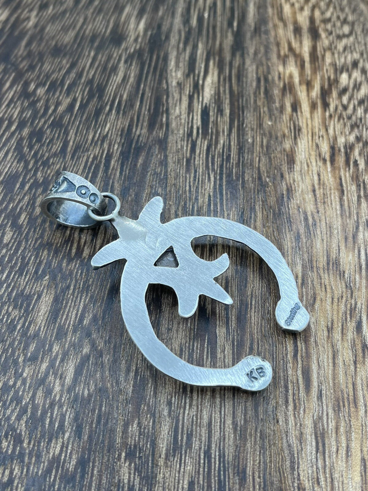 Native American Indian Navajo Handmade Silver Old Look Pink Concho Naja Pendant