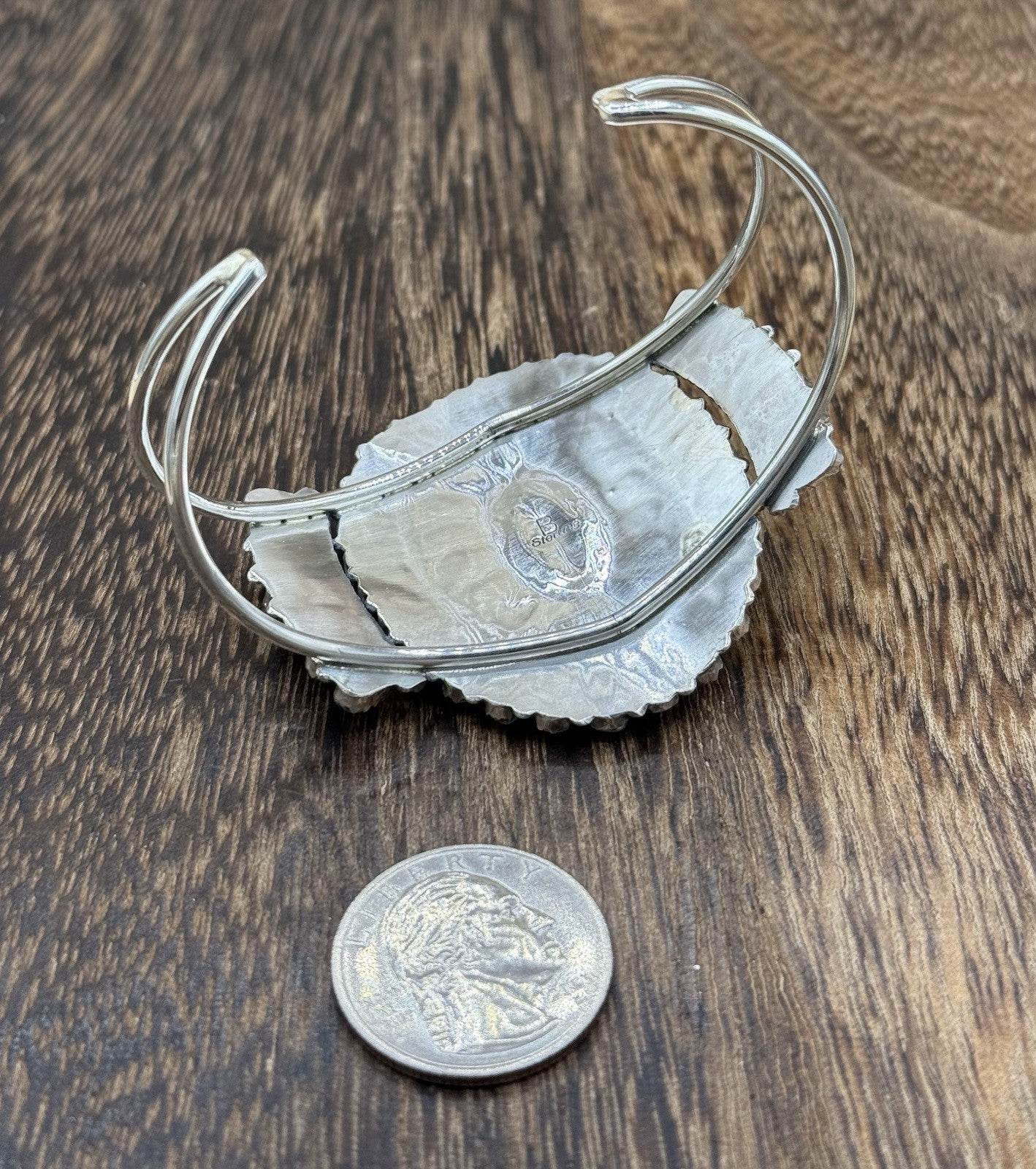 Native American Navajo Handmade Sterling Silver Turquoise Cluster Cuff Bracelet