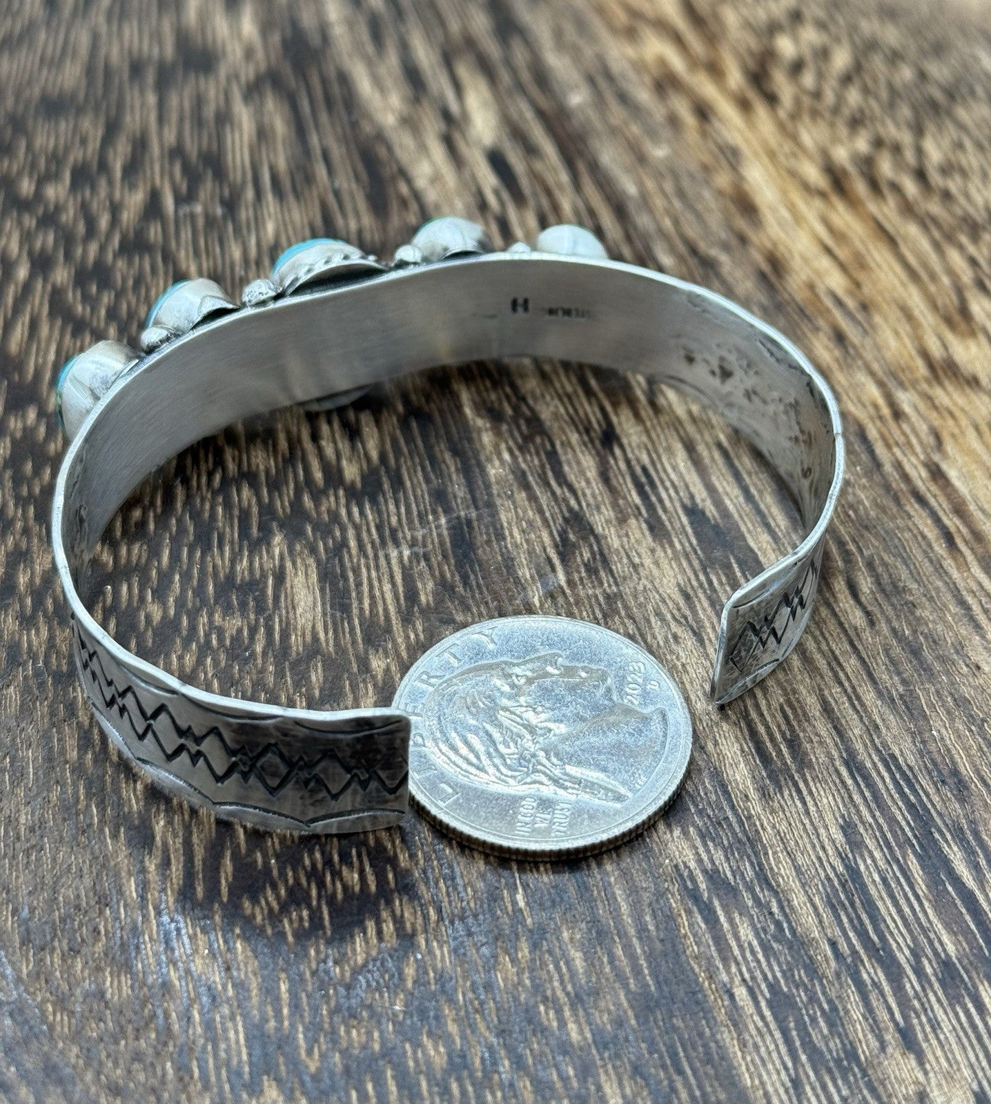 Native Navajo Handmade Sterling Silver Sonoran Gold Turquoise Cuff Bracelet