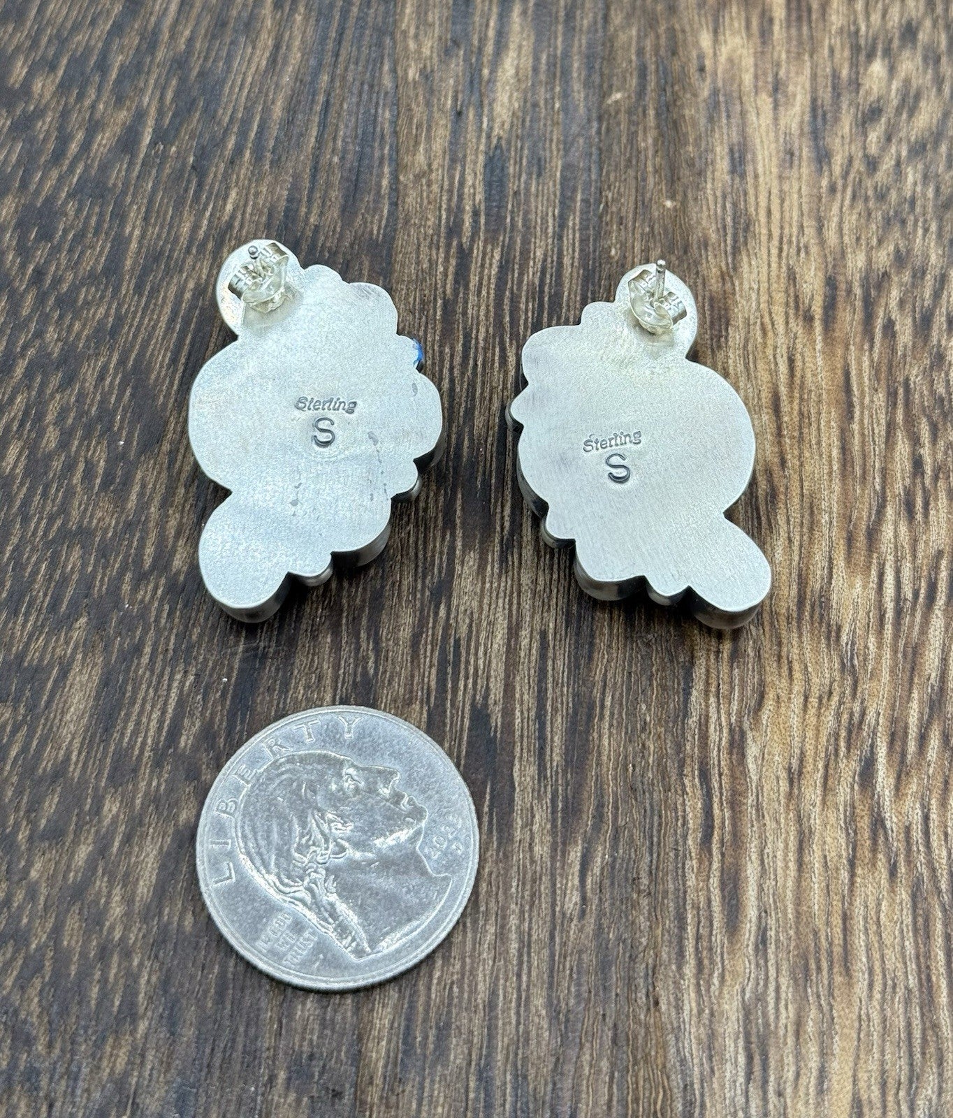 Navajo Handmade Sterling Silver Golden Hills Turquoise Post Cluster Earrings