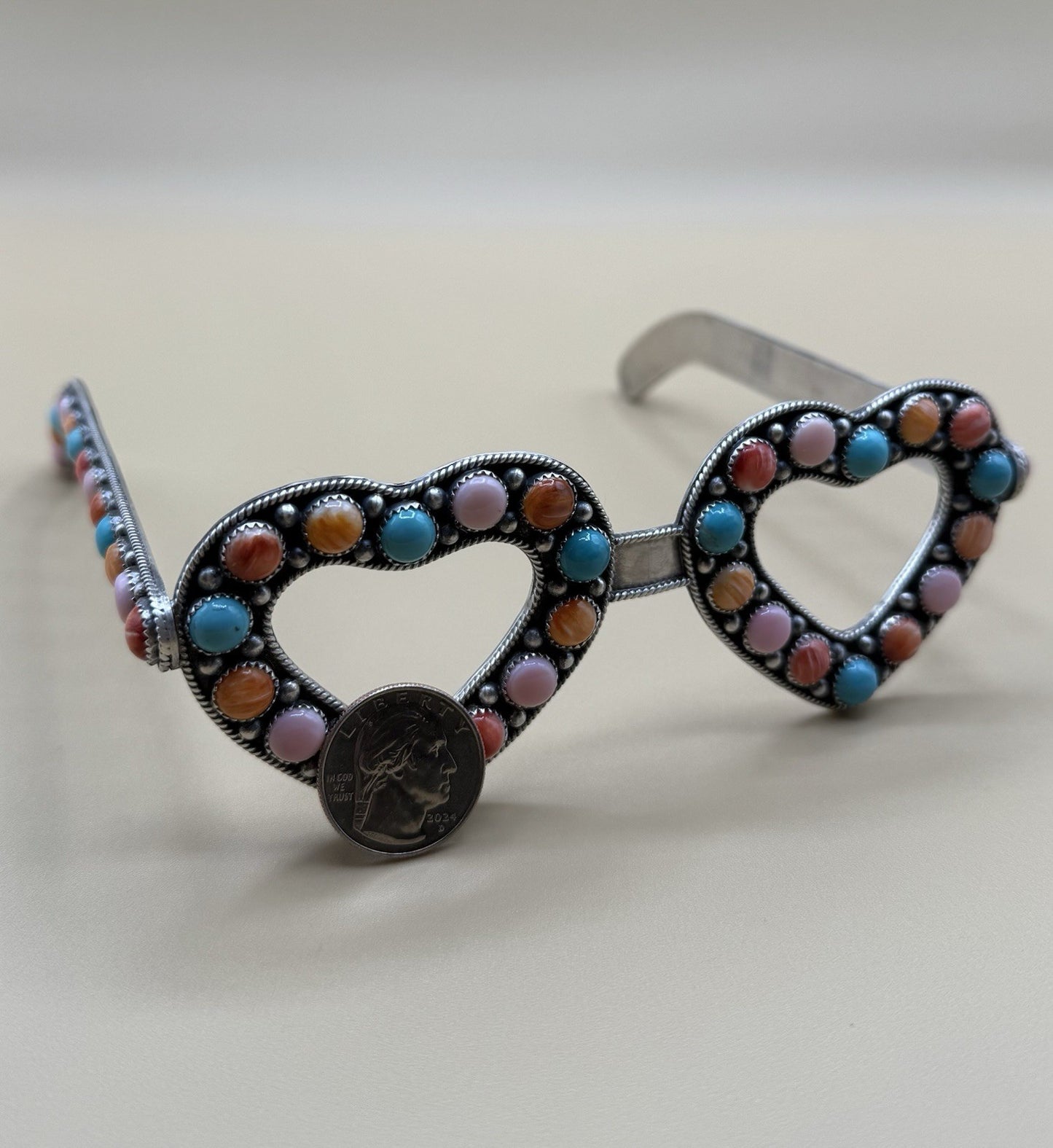 First Ever Navajo Handmade Sterling Silver Multi Stone Glasses By Tricia Smith