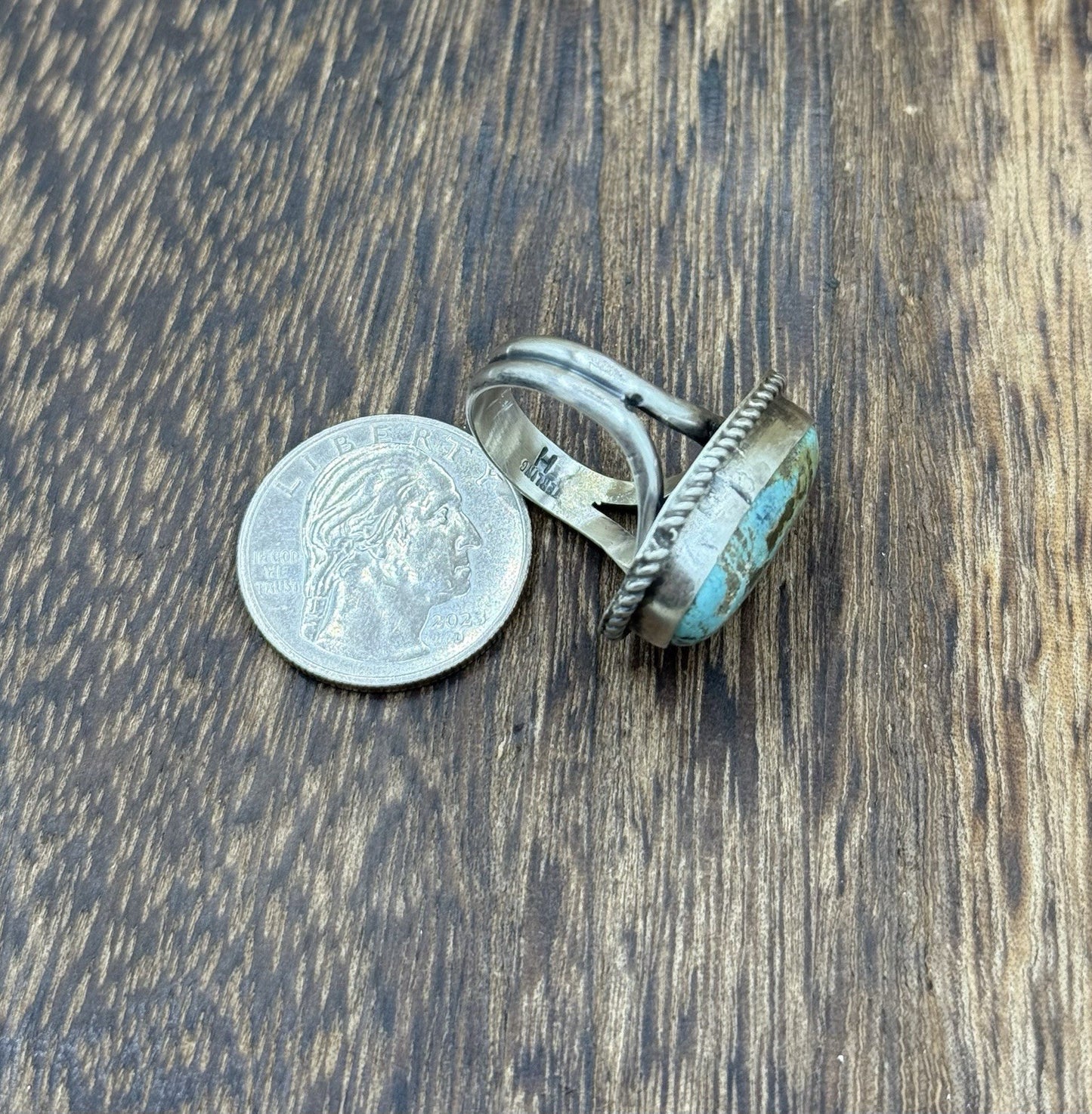 Native American Navajo Handmade Sterling Silver Royston Turquoise Ring Size 7
