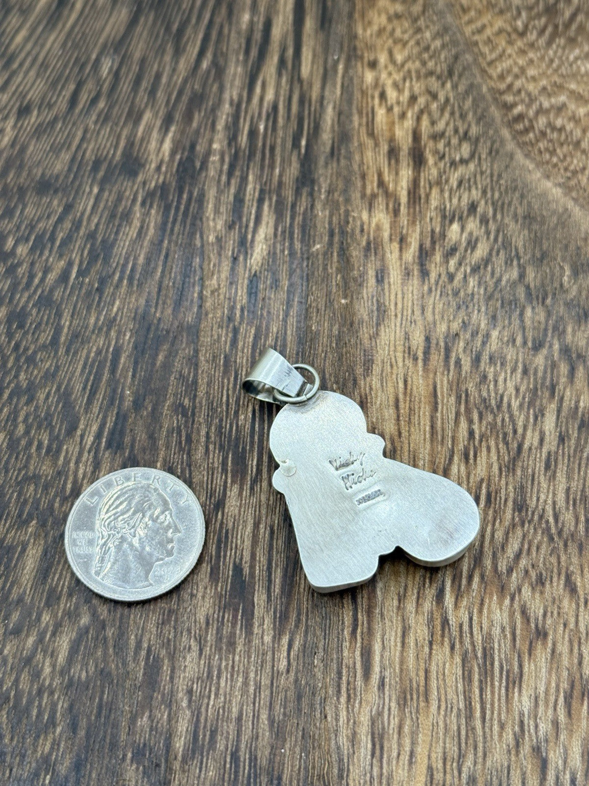 Navajo Handmade Sterling Silver Orange Spiny Oyster Shell Cluster Drop Pendant