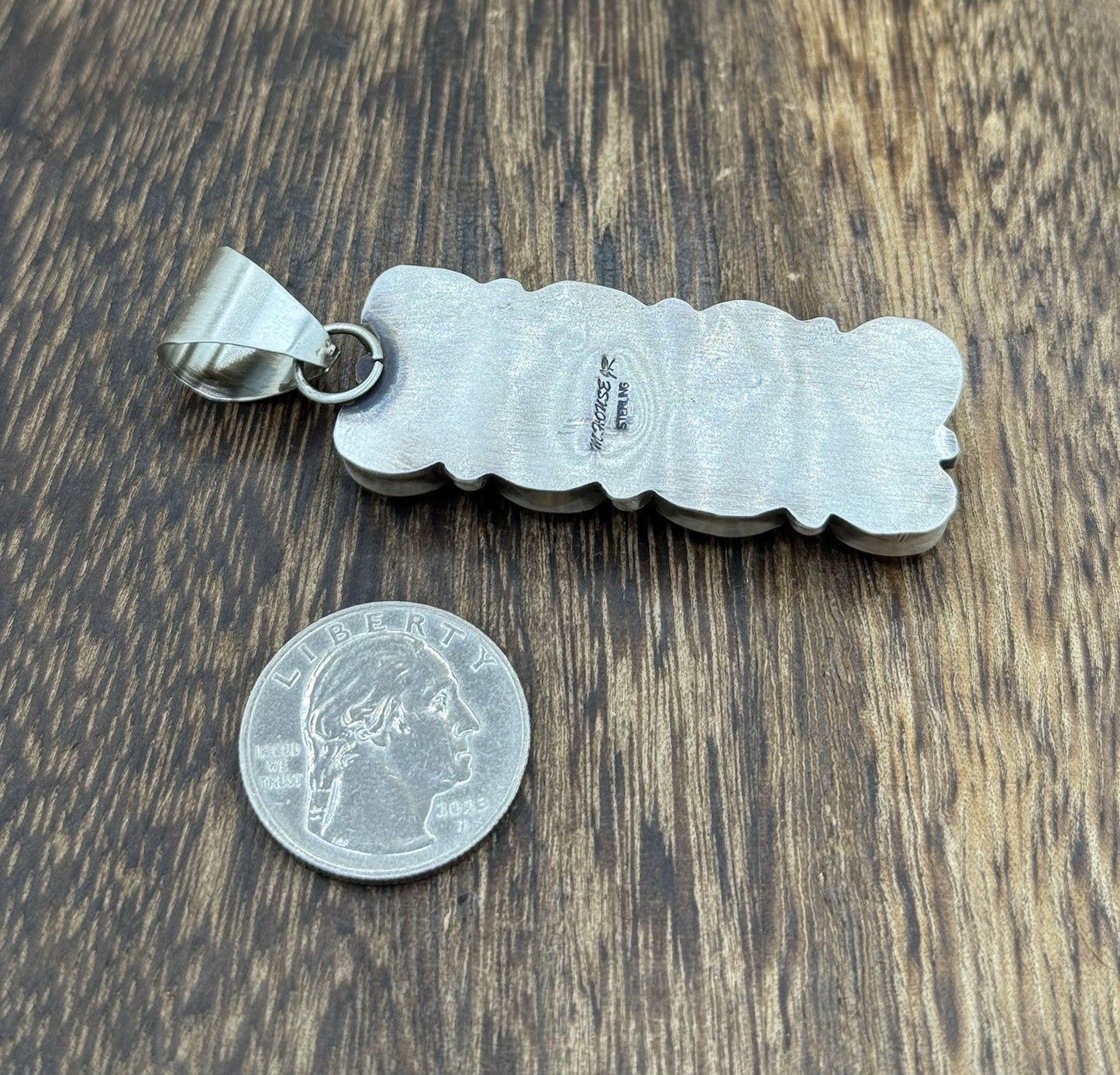 Native Navajo Handmade Sterling Silver Blue Ridge Turquoise Cluster Drop Pendant