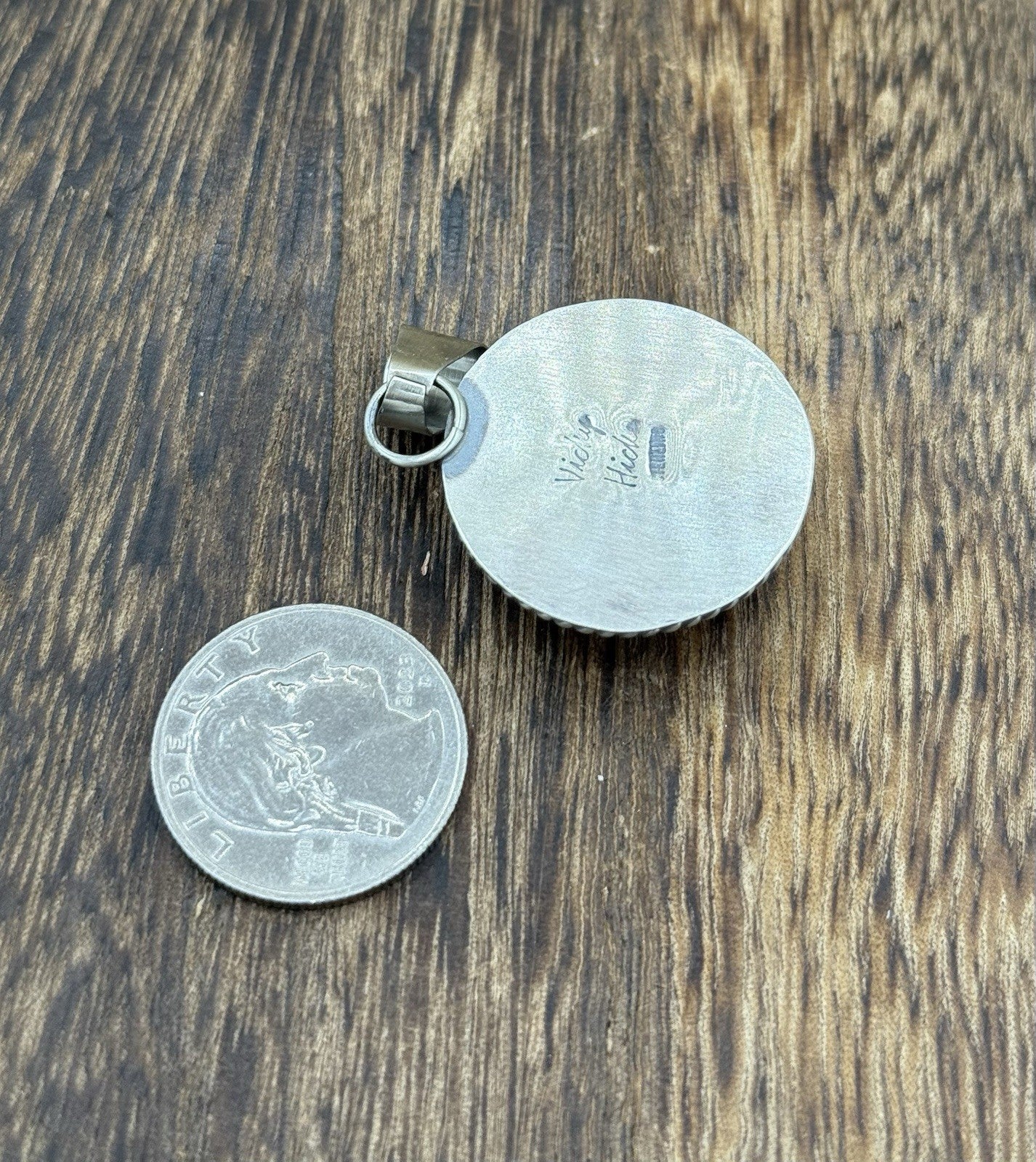 Navajo Handmade Sterling Silver Pink Conch Shell Heart Shaped Pendant