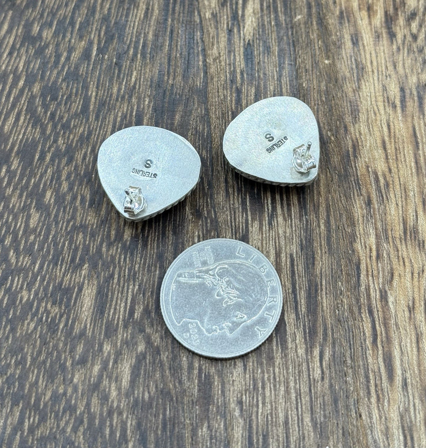 Native Navajo Handmade Sterling Silver Cotton Candy Dahlia Stud Earrings