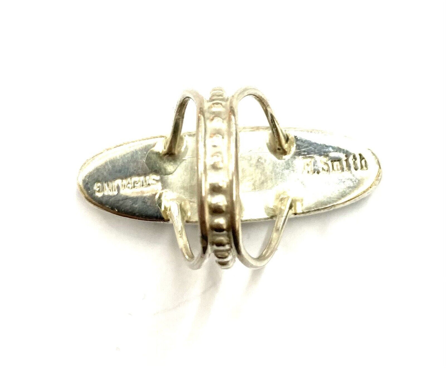 Native American Sterling Silver Navajo Handmade Inlay Turquoise Ring Size 5