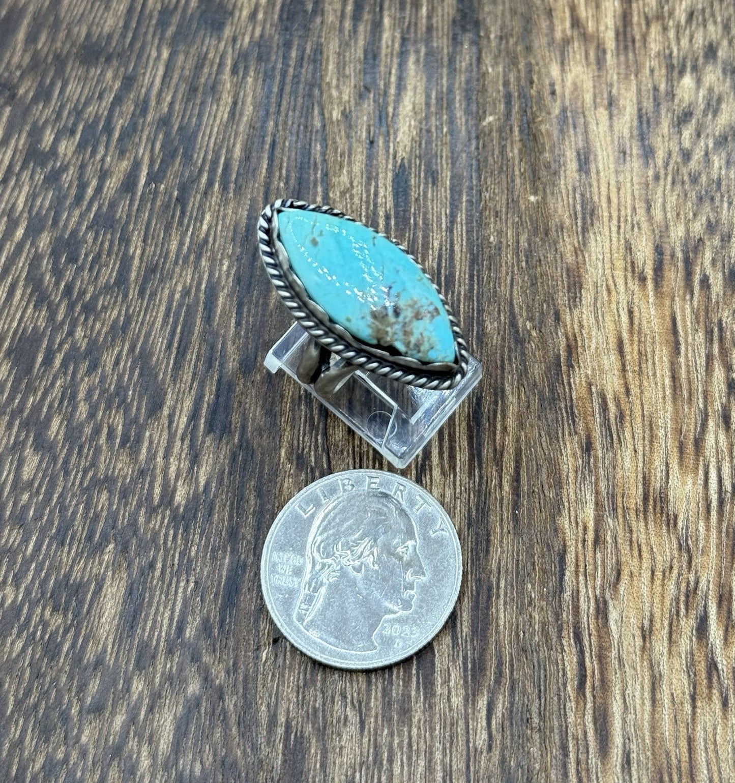 Native American Navajo Handmade Sterling Silver Royston Turquoise Ring Size 7