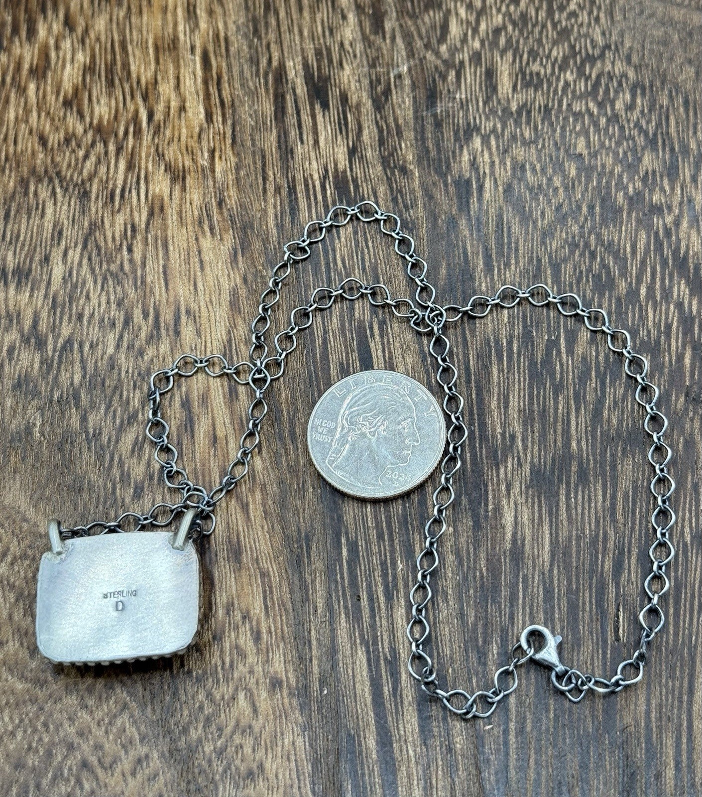 Native American Navajo Handmade Sterling Silver Dahlia Rose Bar Necklace 18”