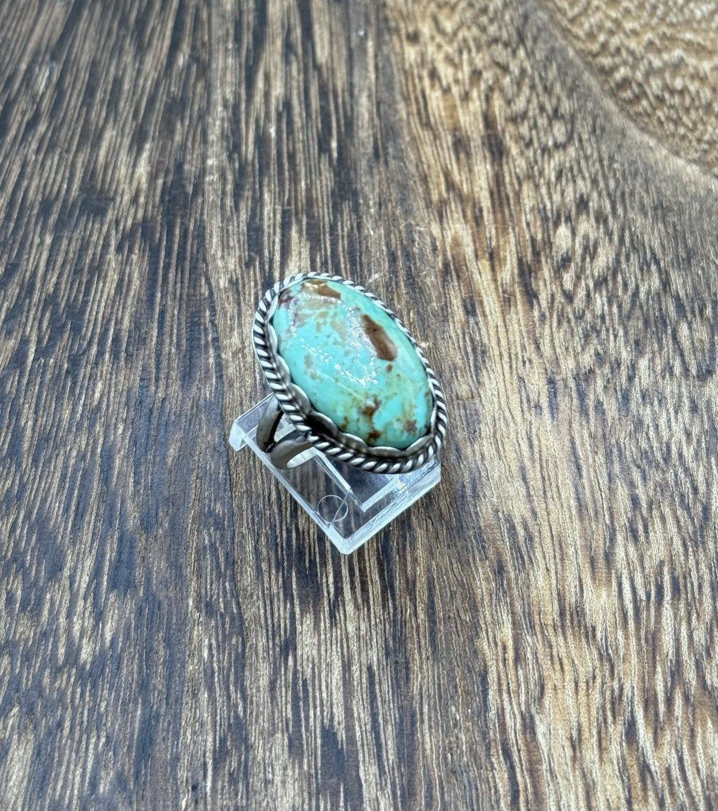Native American Navajo Handmade Sterling Silver Royston Turquoise Ring Size 8