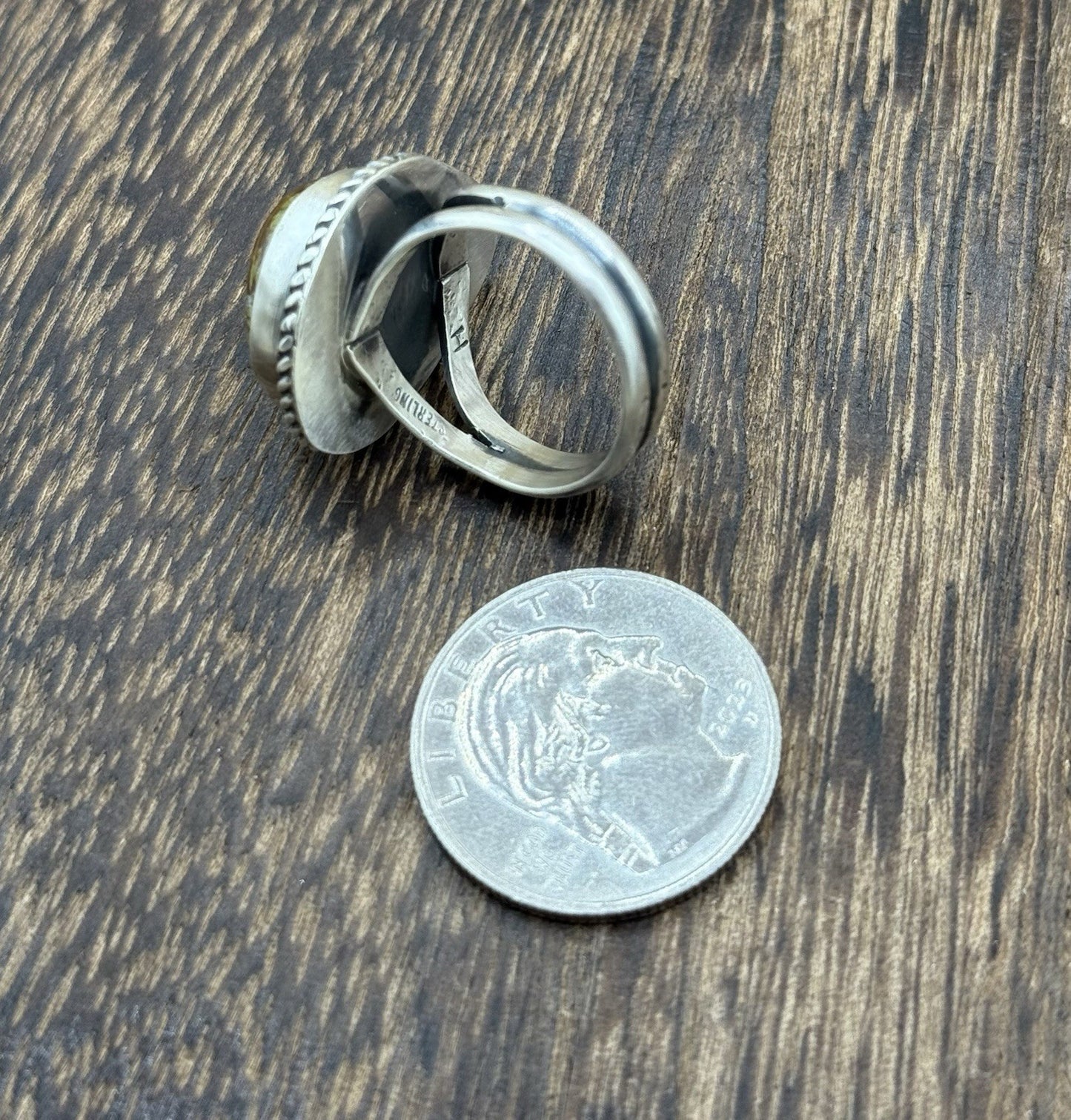 Native American Navajo Handmade Sterling Silver Royston Turquoise Ring Size 8