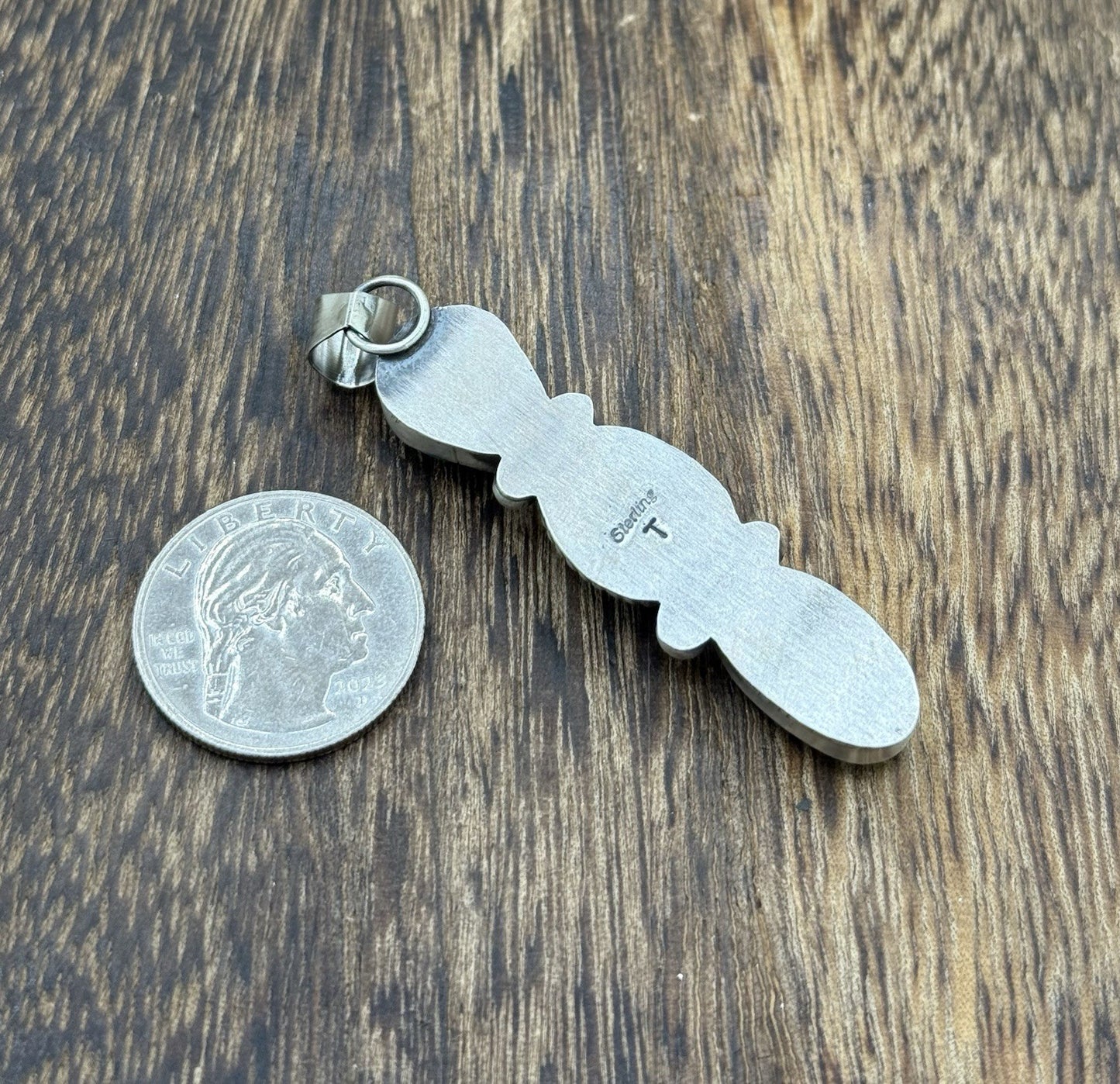Navajo Handmade Sterling Silver White Water Turquoise Cluster Drop Pendant