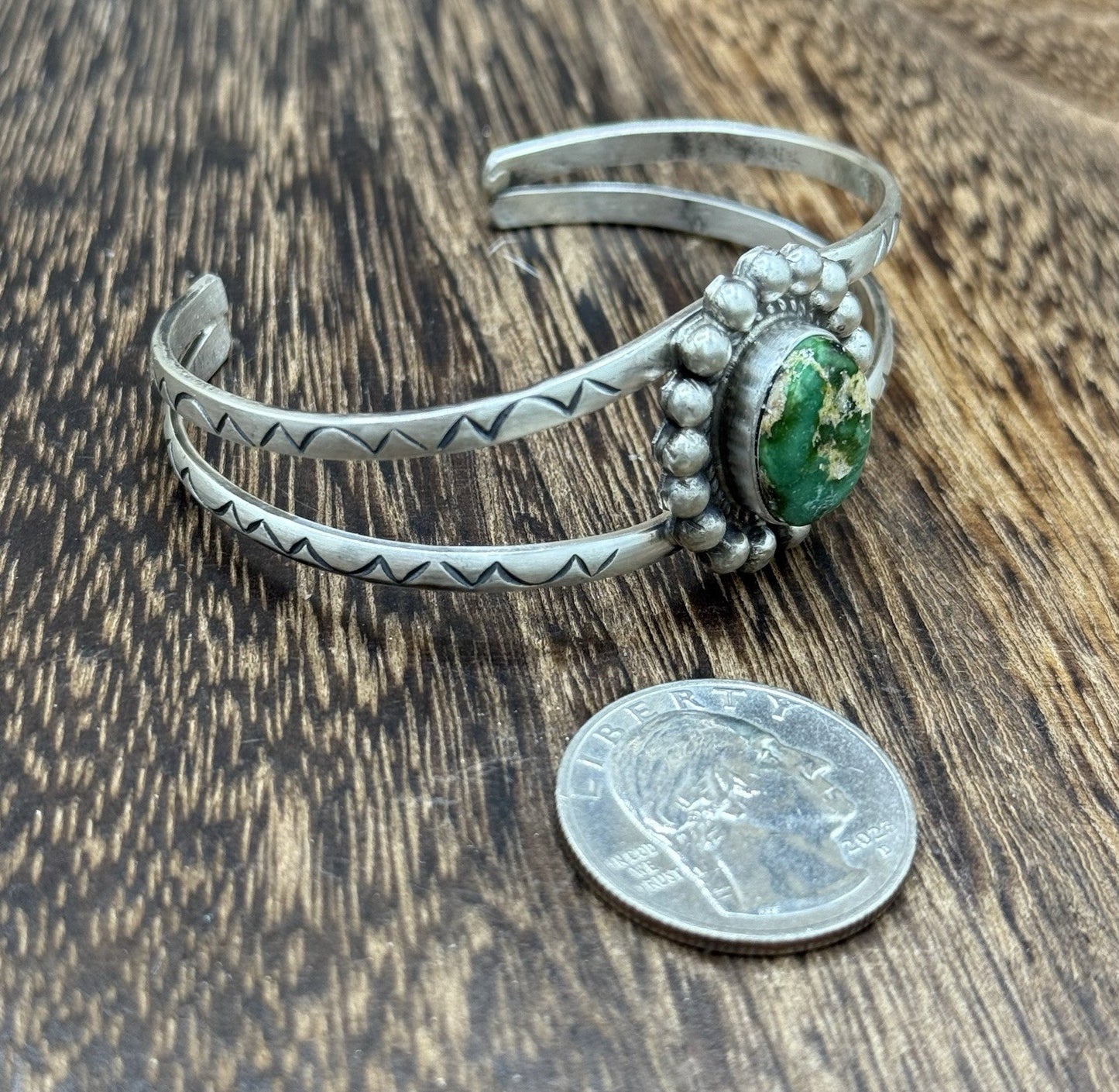 Native Navajo Handmade Sterling Silver Sonoran Gold Turquoise Cuff Bracelet