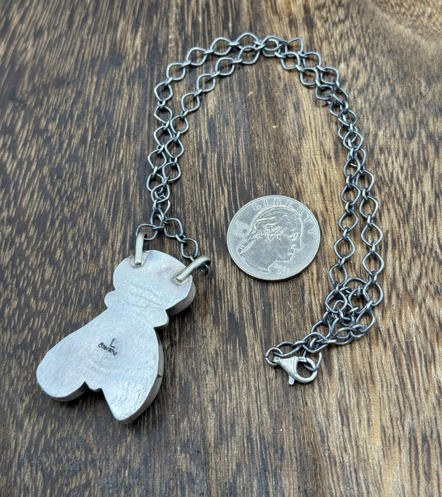 Navajo Handmade Sterling Silver Mixed Turquoise Cluster Bar Necklace 18”