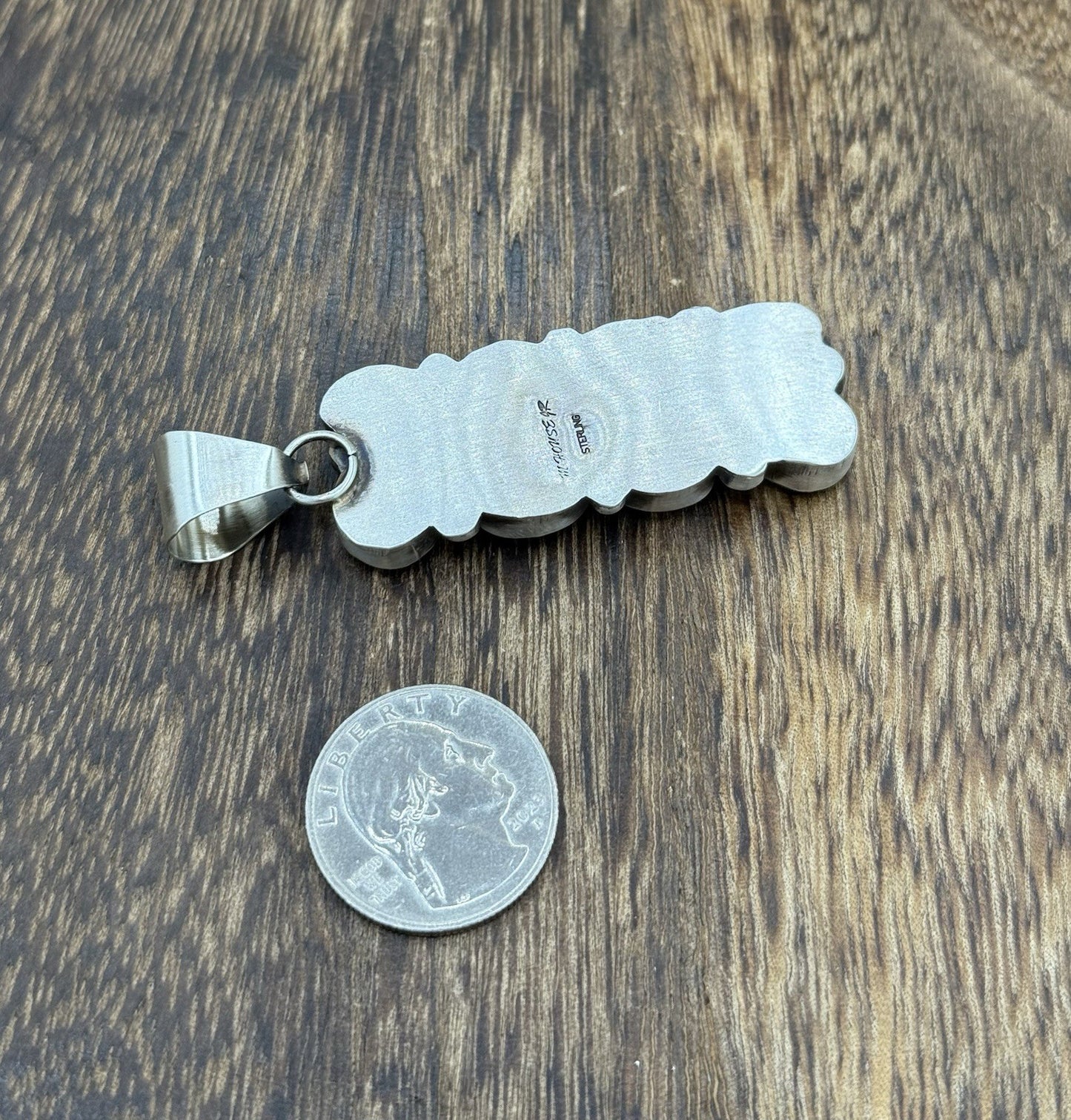 Navajo Handmade Sterling Silver Sonoran Gold Turquoise Cluster Drop Pendant