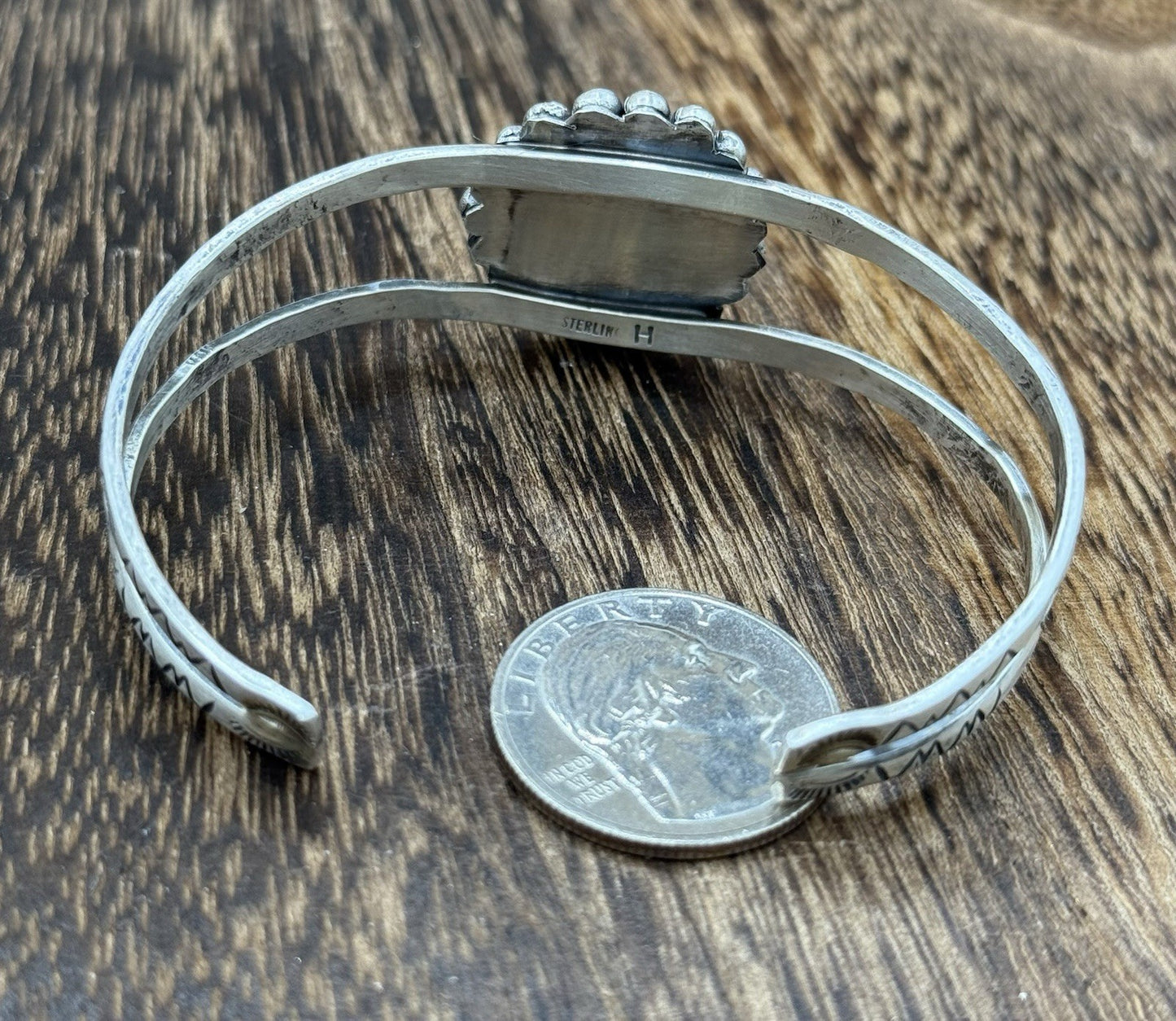 Native Navajo Handmade Sterling Silver Sonoran Gold Turquoise Cuff Bracelet