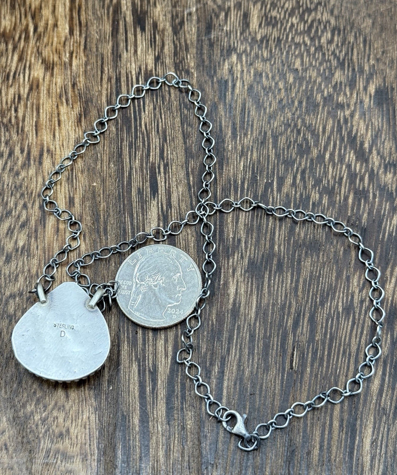 Native Navajo Handmade Sterling Silver Cotton Candy Dahlia Bar Necklace 18”