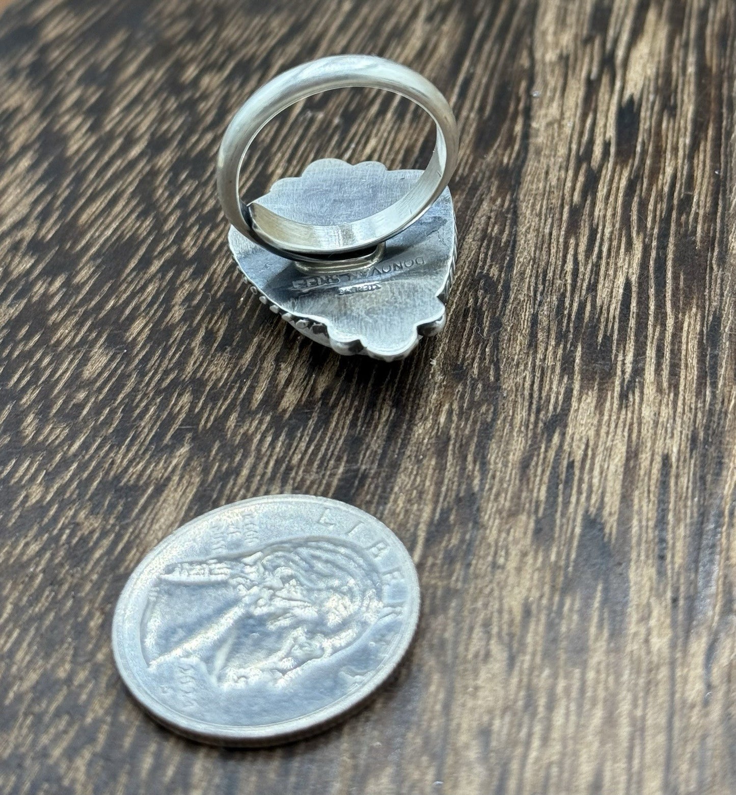 Navajo Handmade Sterling Silver White Buffalo Adjustable Ring Size 6 To 9
