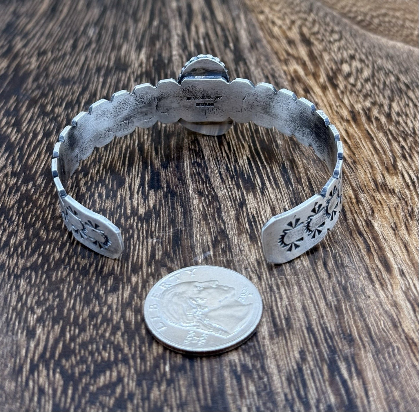 Navajo Handmade Sterling Silver Royston Turquoise Stacker Cuff Bracelet