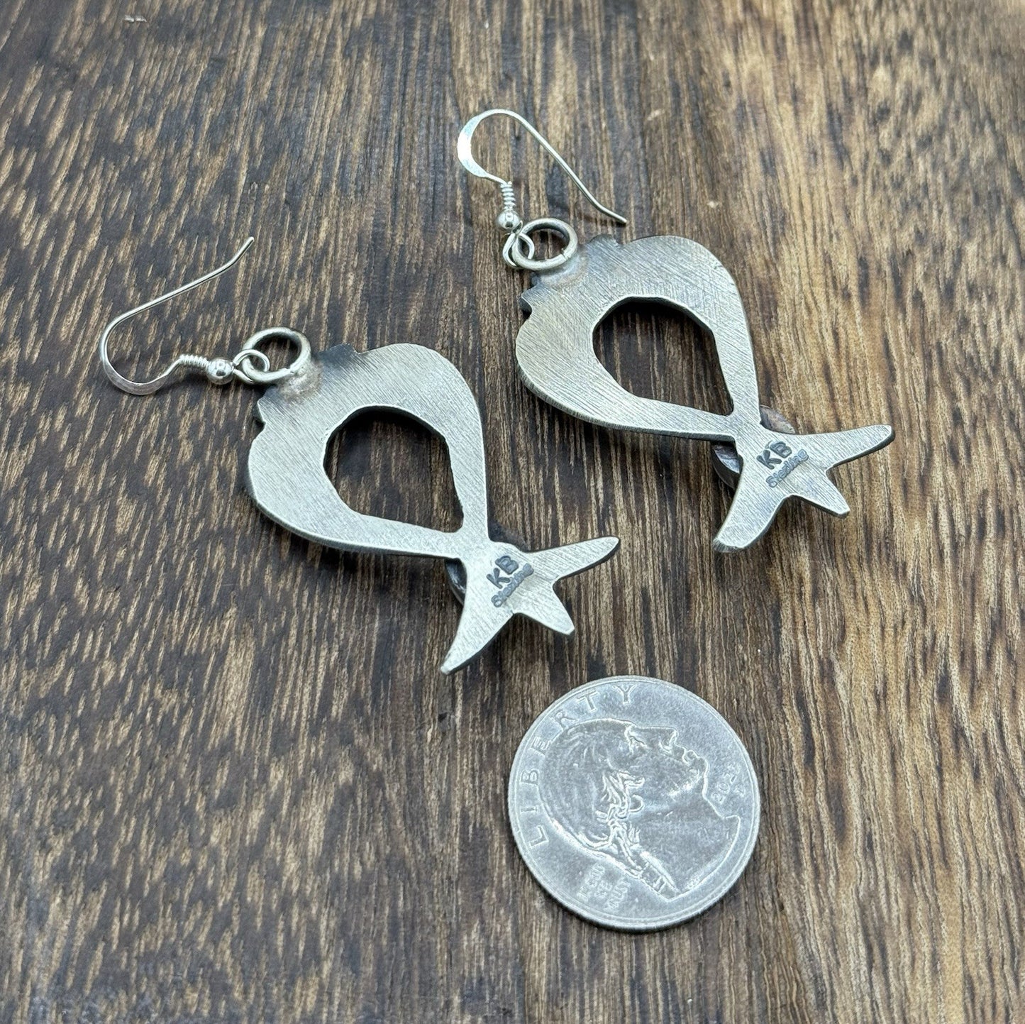 Navajo Handmade Sterling Silver Old Look Kingman Turquoise Earrings Kevin Billah