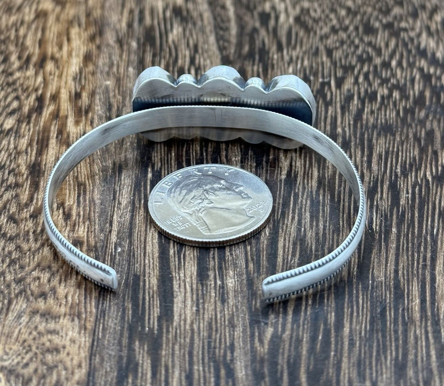 Navajo Handmade Sterling Silver Sonoran Gold Turquoise Stacker Cuff Bracelet