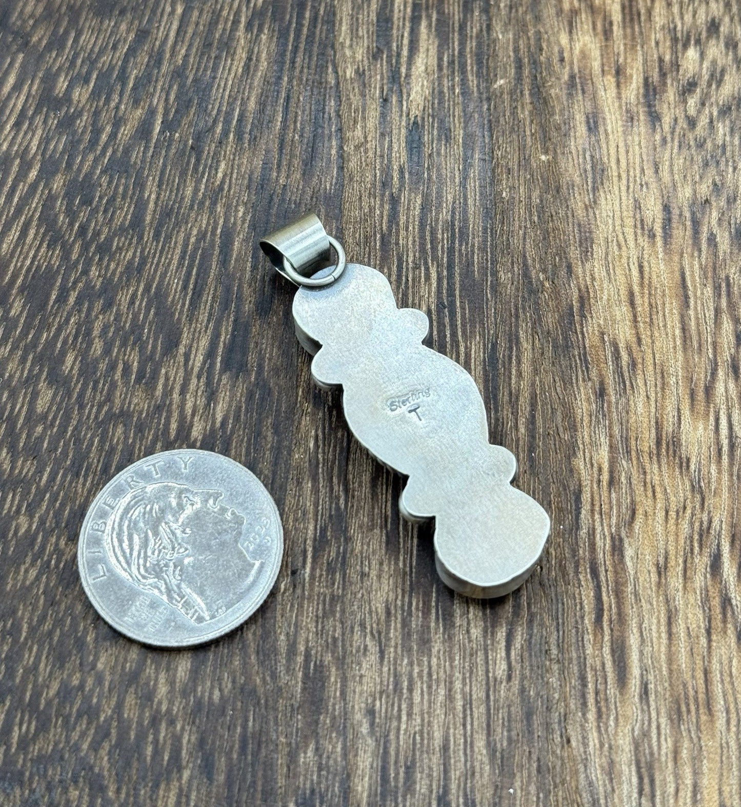 Navajo Handmade Sterling Silver Sonoran Gold Turquoise Cluster Drop Pendant