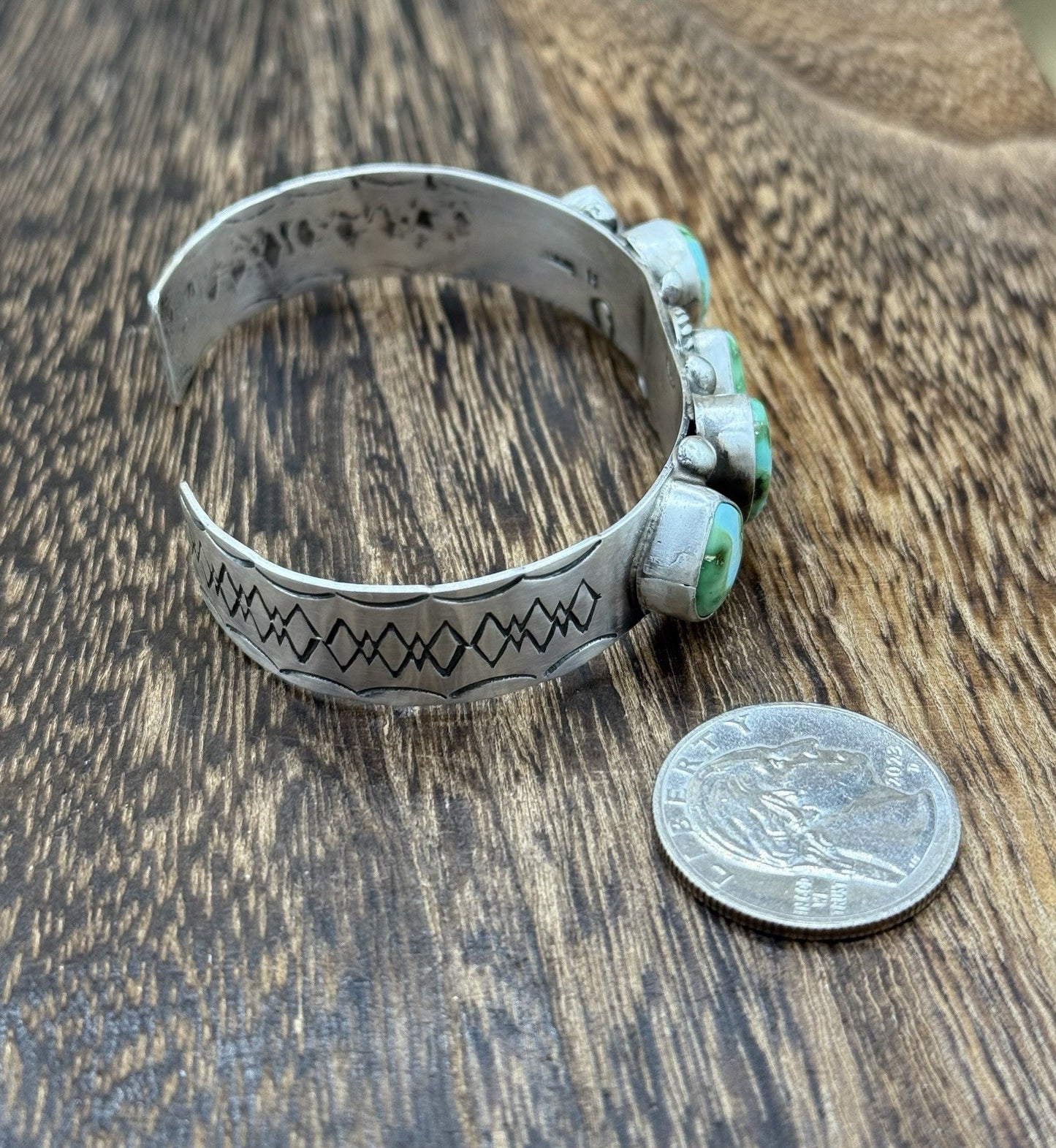 Native Navajo Handmade Sterling Silver Sonoran Gold Turquoise Cuff Bracelet