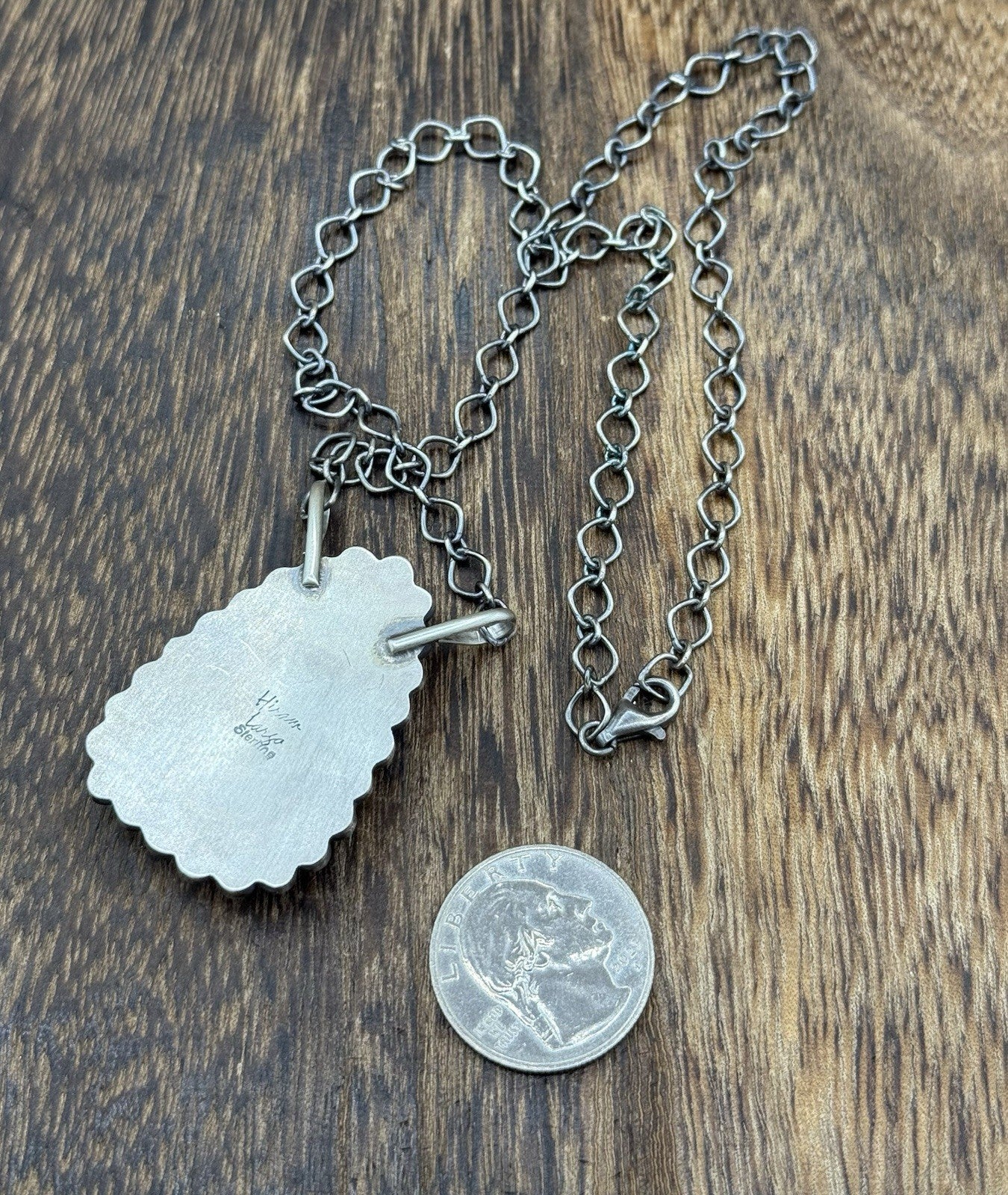 Native Navajo Handmade Sterling Silver Sonoran Gold Turquoise Necklace 18” Large