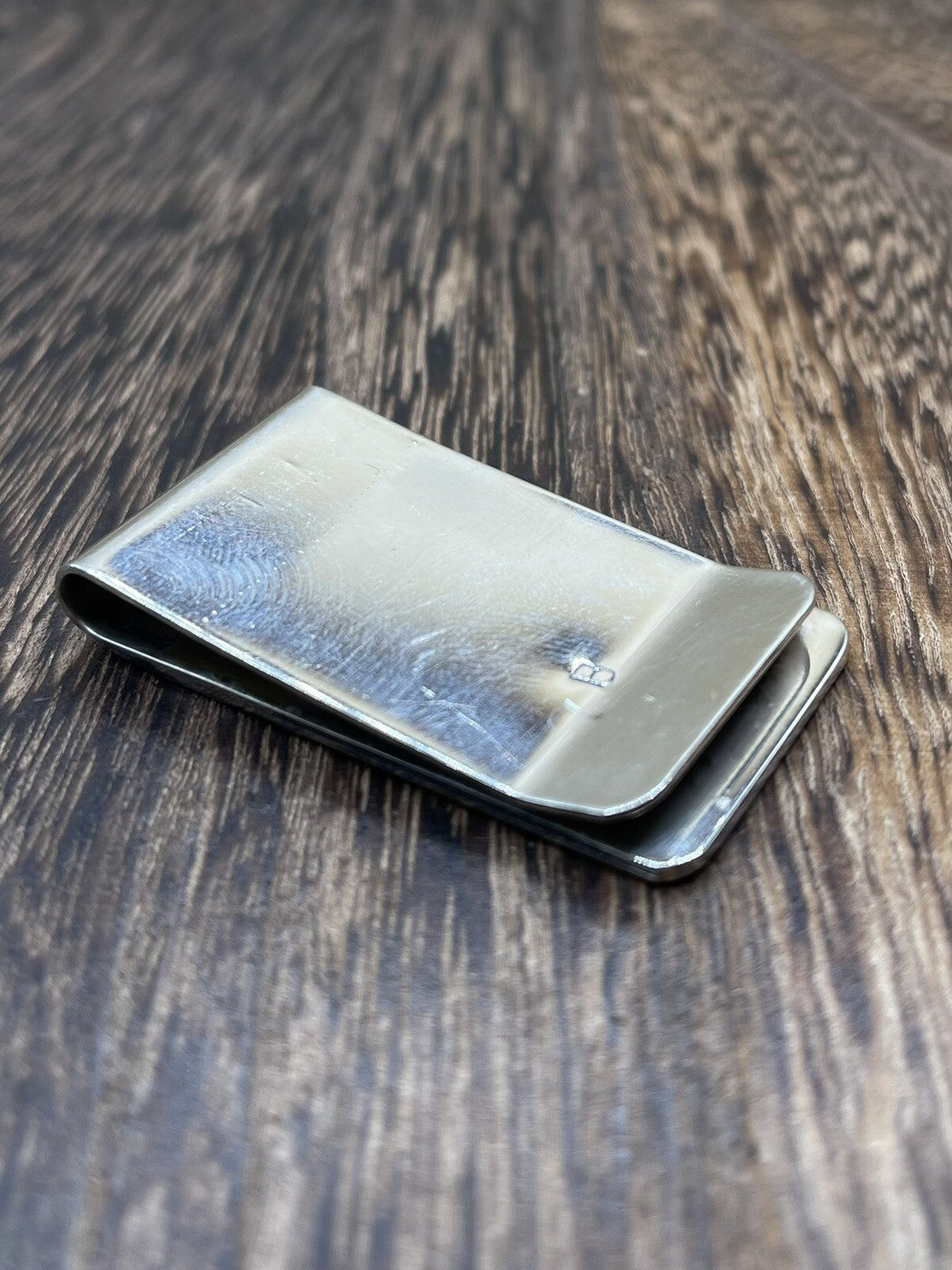 Native American Navajo Handmade Sterling Silver & Nickel Bear Paw Money Clip