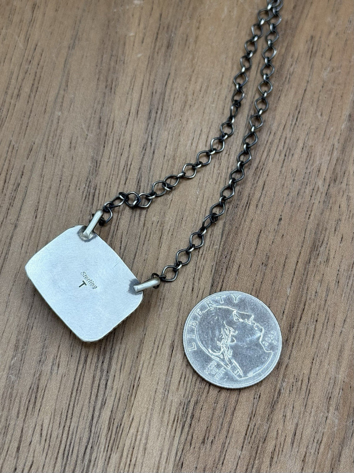 Navajo Handmade Sterling Silver Violet Rose Bar Necklace 18” By Tricia Smith