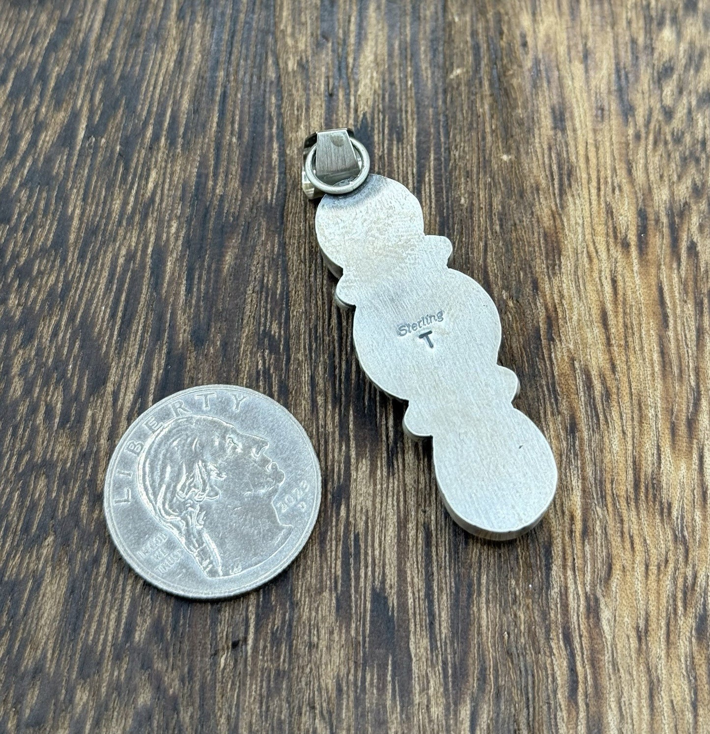 Navajo Handmade Sterling Silver White Water Turquoise Cluster Drop Pendant