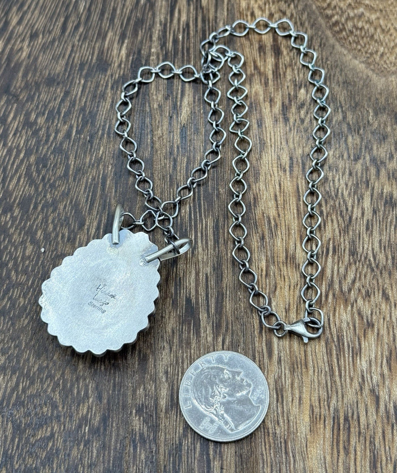 Native Navajo Handmade Sterling Silver Sonoran Gold Turquoise Necklace 18” Large