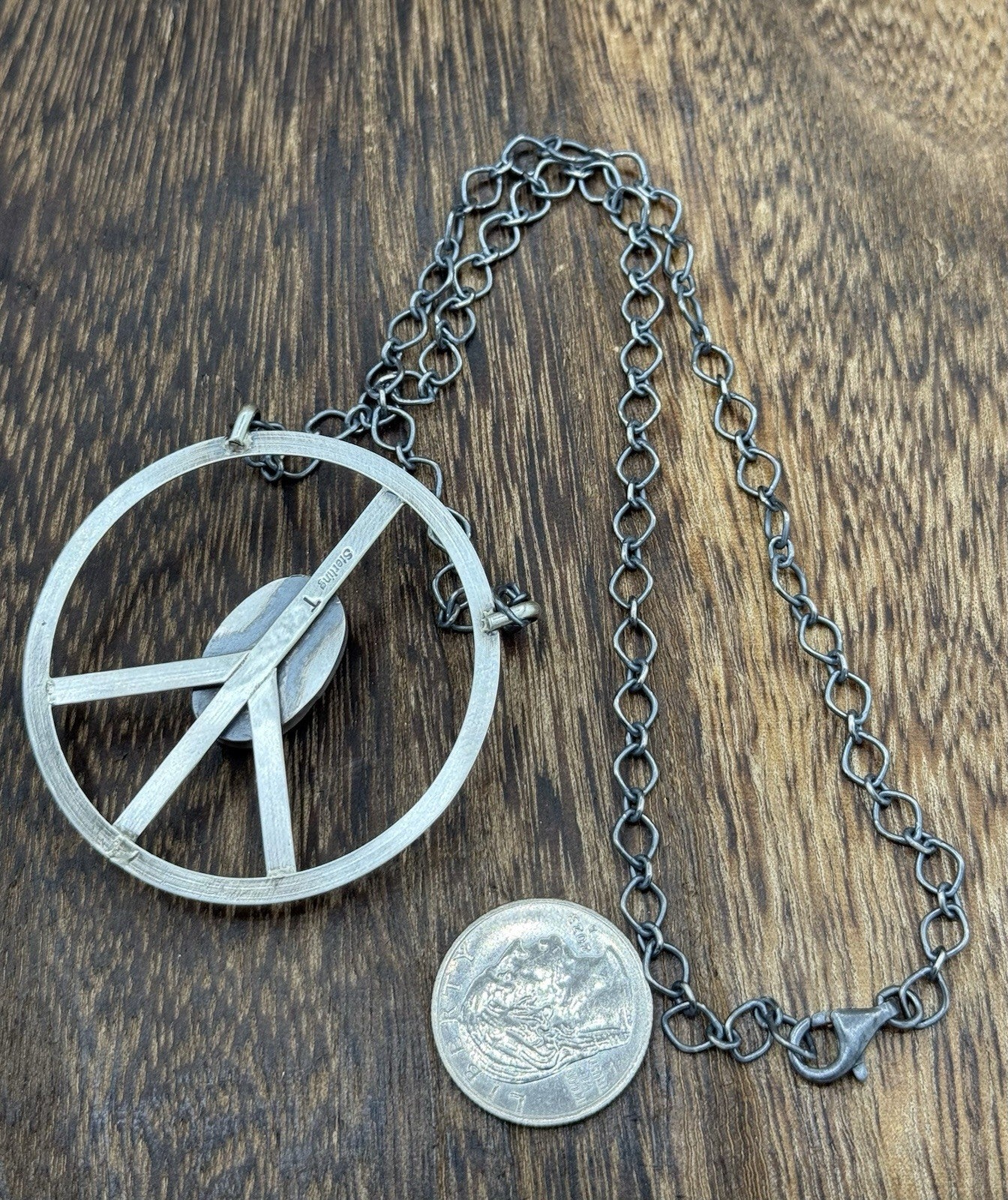 Navajo handmade Sterling Silver White Buffalo Peace Hippie Necklace 18β