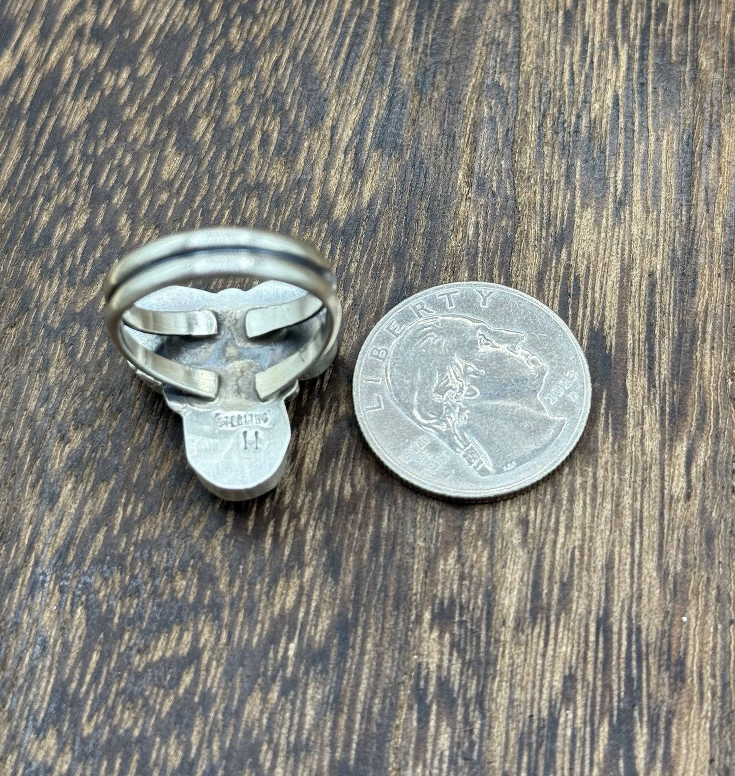 Navajo Handmade Sterling Silver White Water Turquoise Cluster Ring Size 9