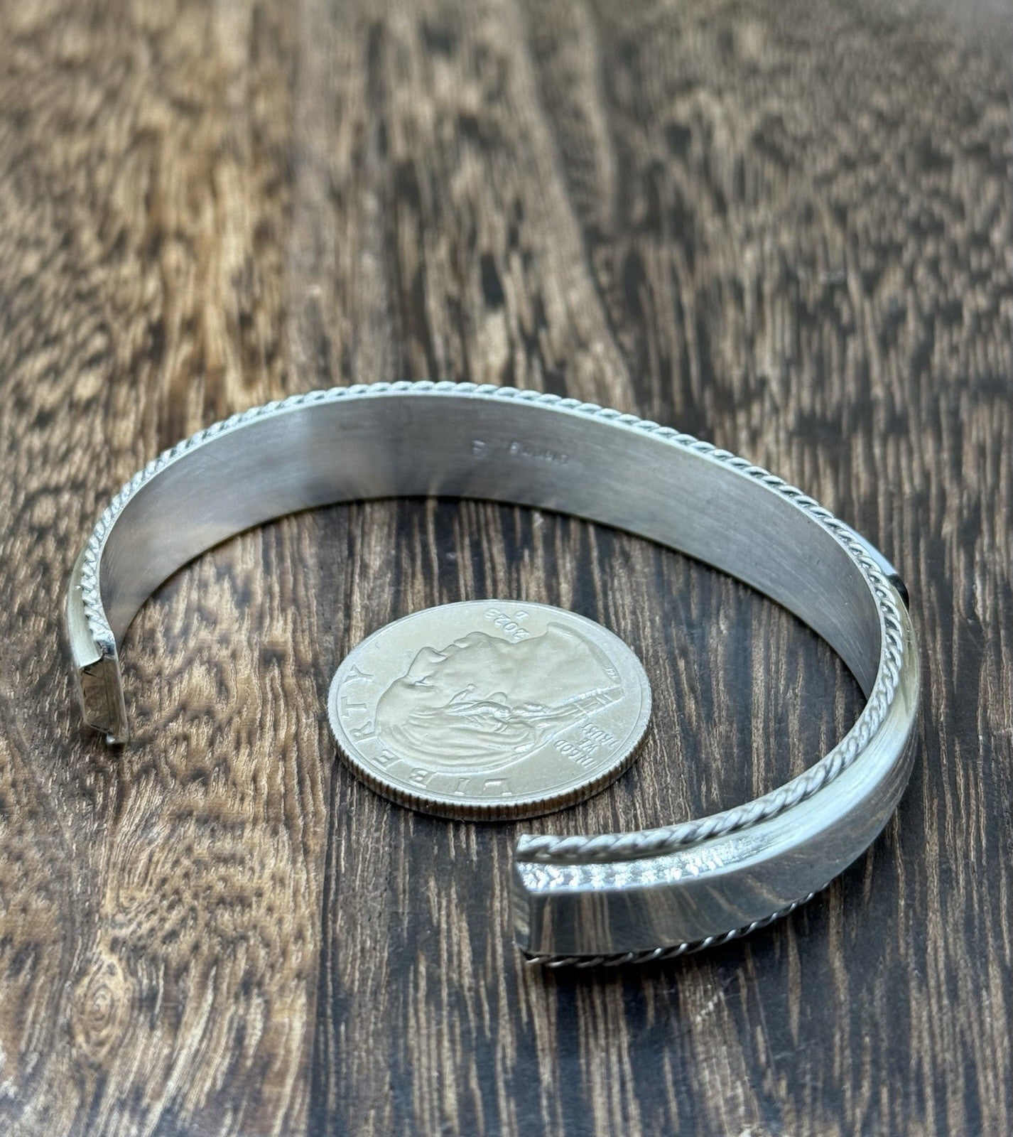 Navajo Handmade Sterling Silver White Buffalo Inlay Cuff Bracelet Francis Yazzie