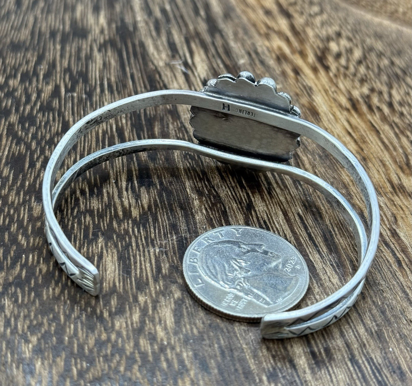 Native Navajo Handmade Sterling Silver Sonoran Gold Turquoise Cuff Bracelet