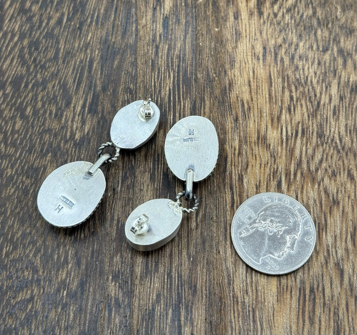 Navajo Handmade Sterling Silver Mixed Spiny Oyster Shell Post Dangle Earrings