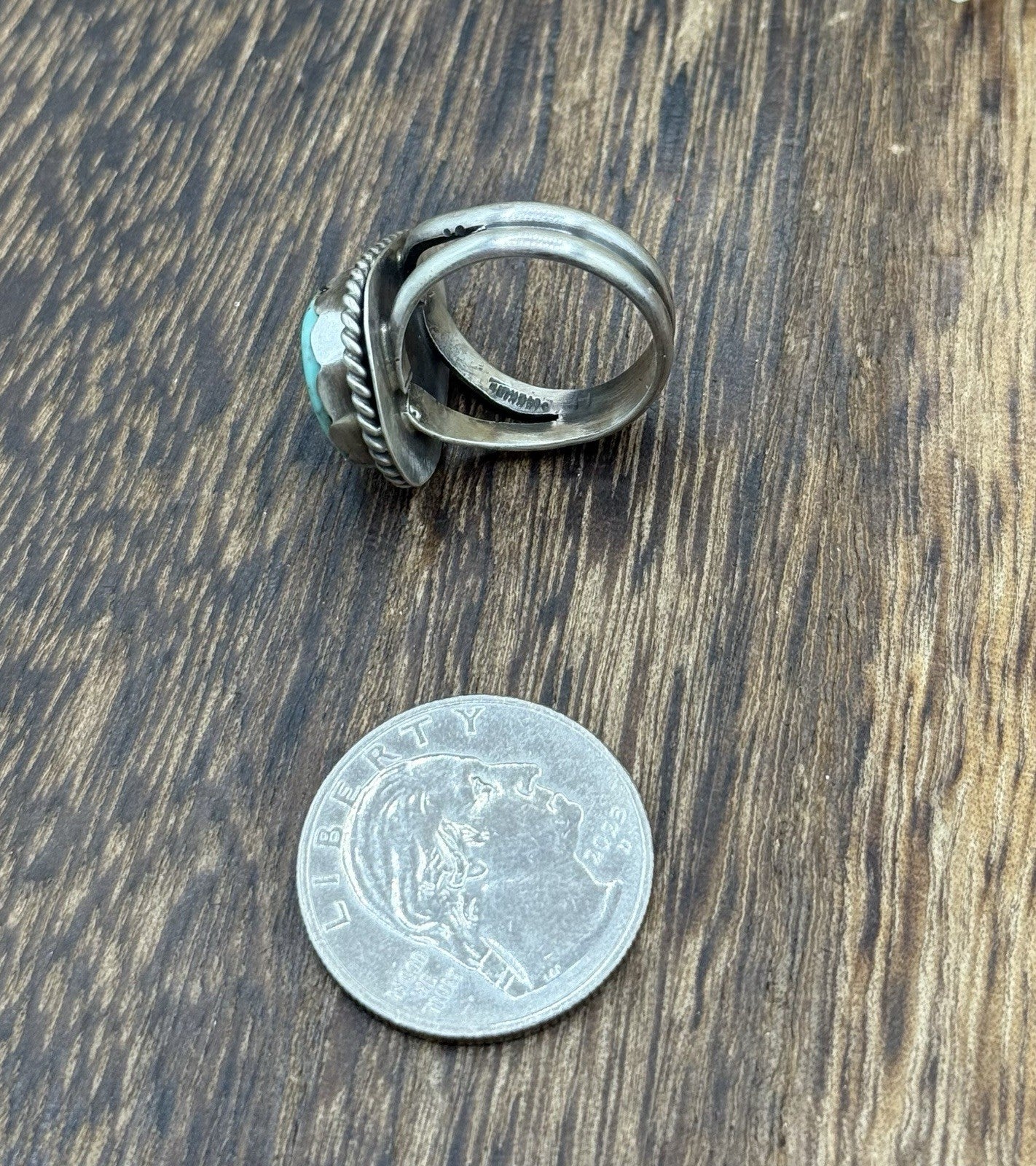 Native American Navajo Handmade Sterling Silver Royston Turquoise Ring Size 7