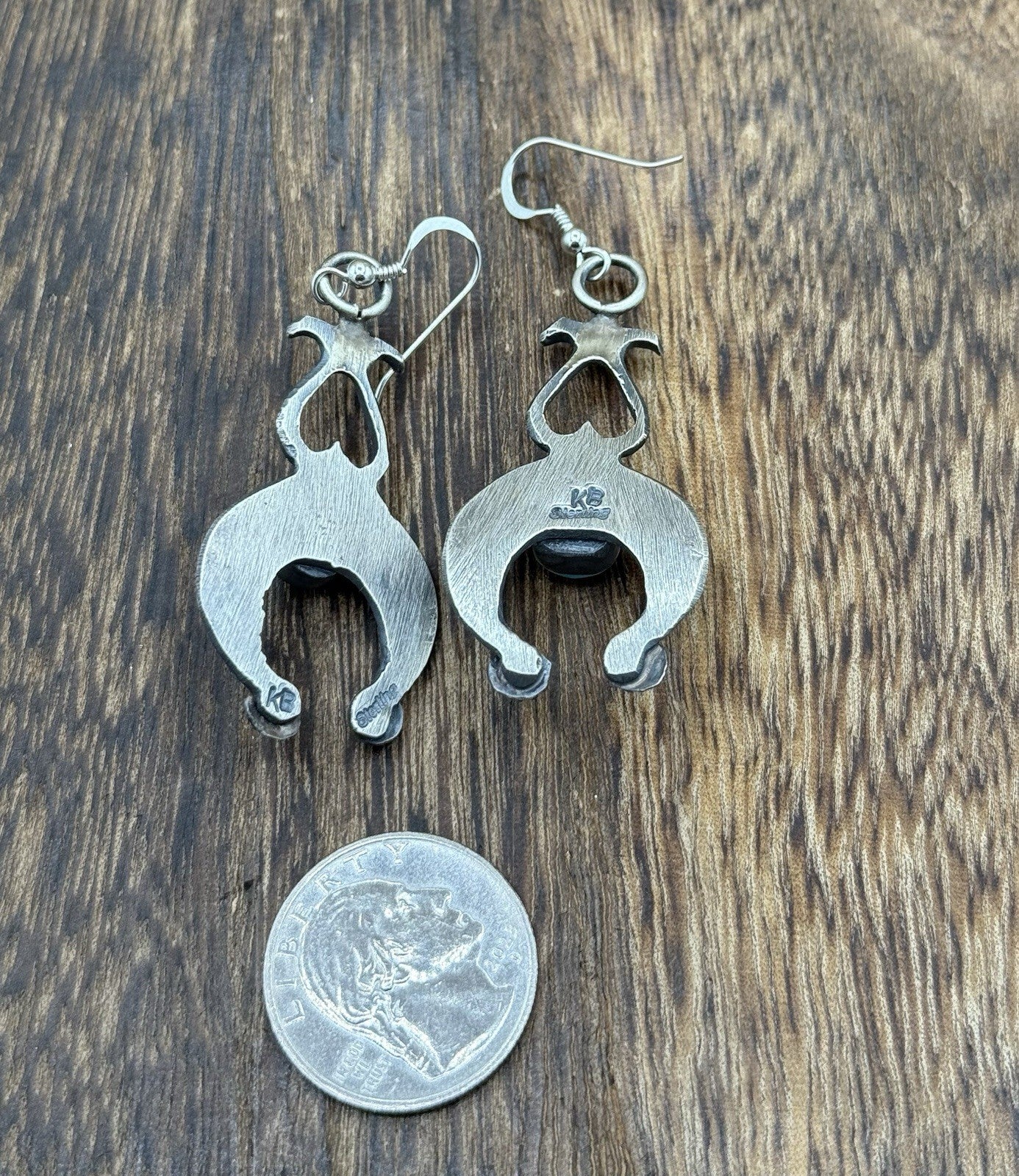 Navajo Handmade Sterling Silver Old Look Kingman Turquoise Earrings Kevin Billah