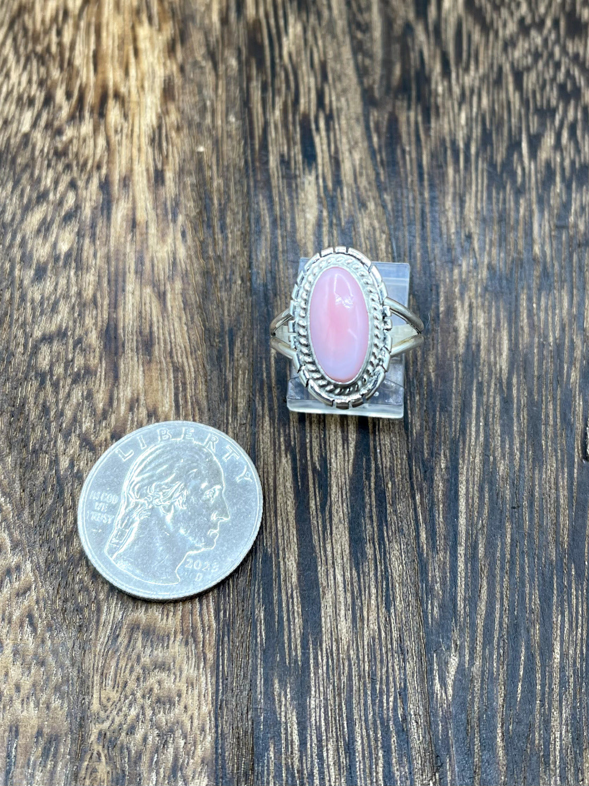 Navajo Handmade Sterling Silver Pink Conch Shell Band Rings By Peggy Skeets